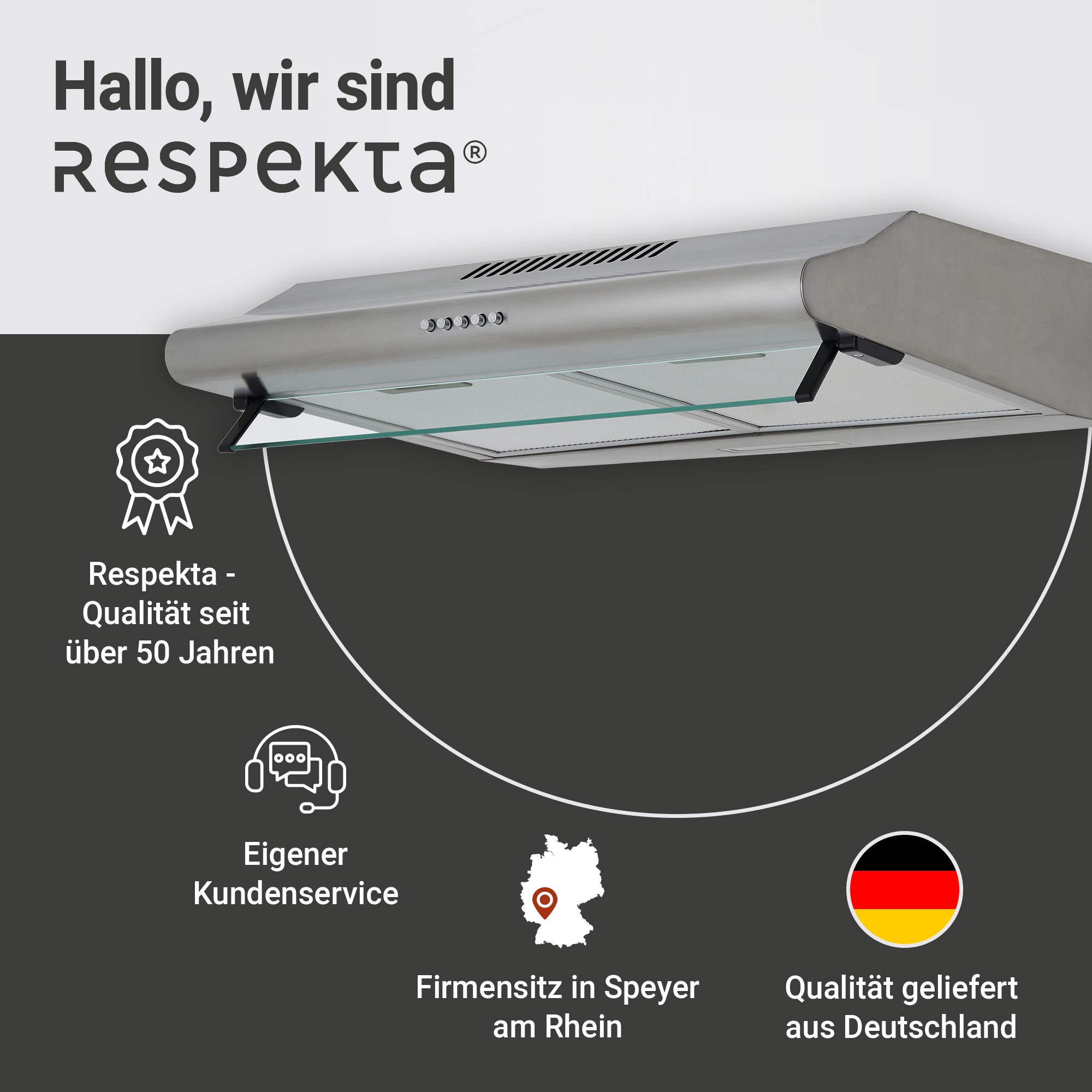 RESPEKTA Unterbauhaube »CH 1259 IXC N«, Serie Tilla, 60 cm, 3 Leistungsstufen, LED-Beleuchtung, Ab- und Umluftfähig
