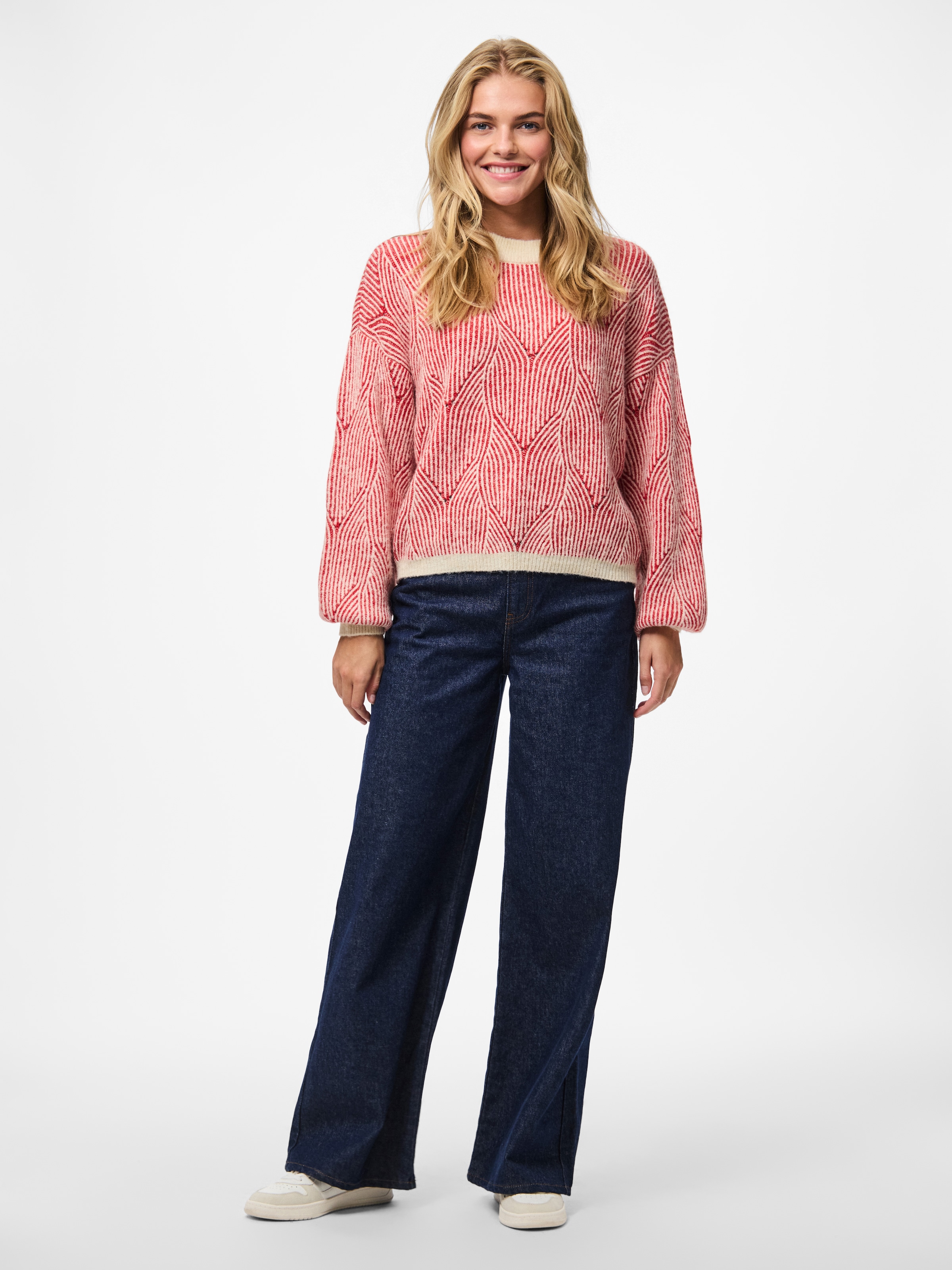 pieces Rundhalspullover »PCJENNA LS O-NECK KNIT NOOS BC«