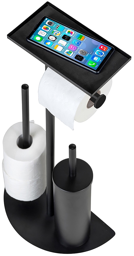 WENKO WC-Garnitur »Modell Cosenza Neo«, aus Metall-Kunststoff, platzsparende 4-in-1 Standgarnitur mit Ablage, lackierter Stahl