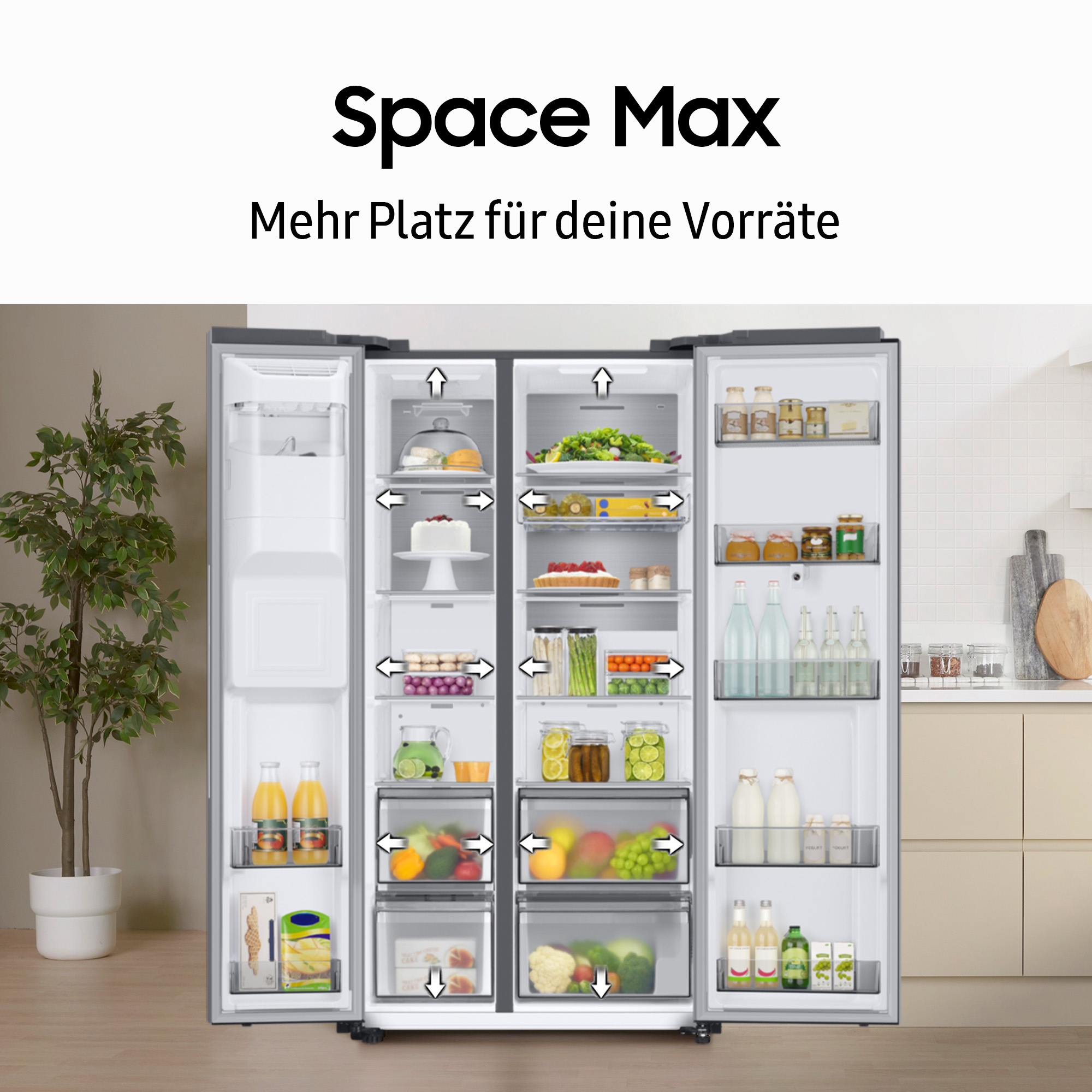 Samsung Side-by-Side »RS62DG5003S9«, RS62DG5003S9, 178 cm hoch, 91,2 cm breit, SpaceMaxᵀᴹ - Viel Platz für deine Vorräte