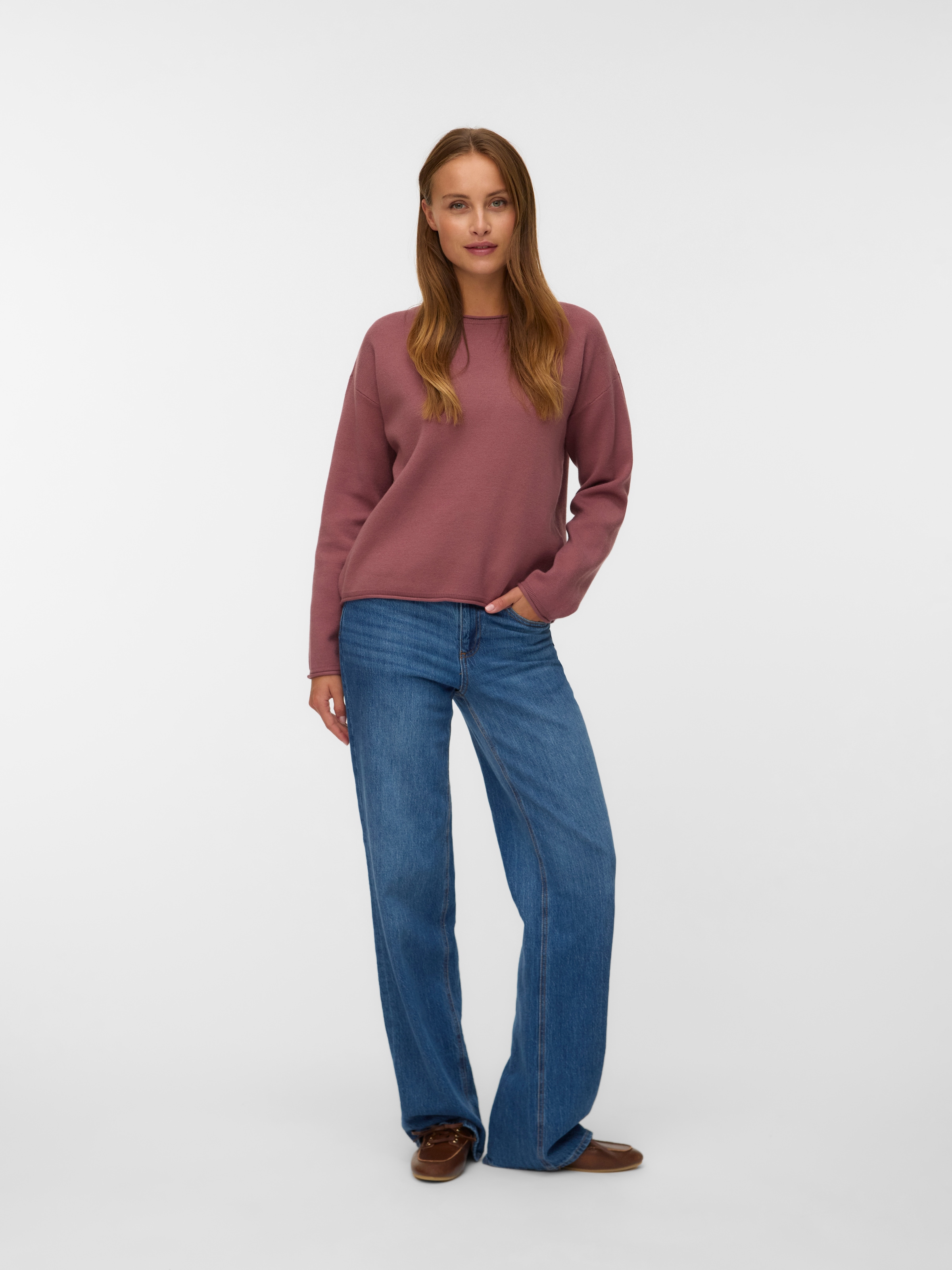 Vero Moda Strickpullover »VMGOLD ROLL LS O-NECK PULLOVER GA«