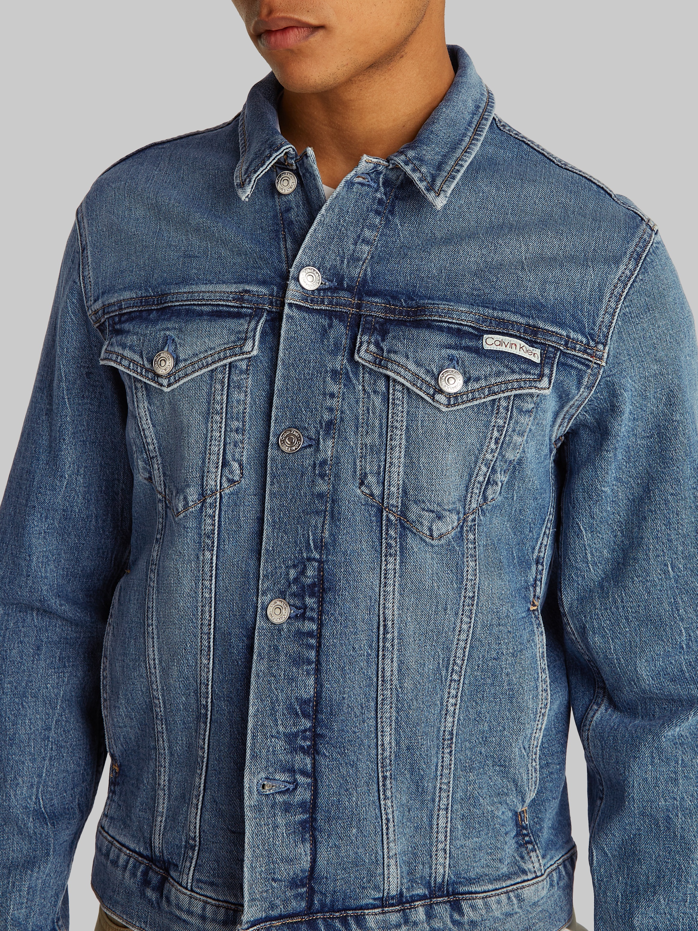 Calvin Klein Jeans Jeansjacke "SLIM DENIM JACKET", in dunkelblauer Waschung günstig online kaufen