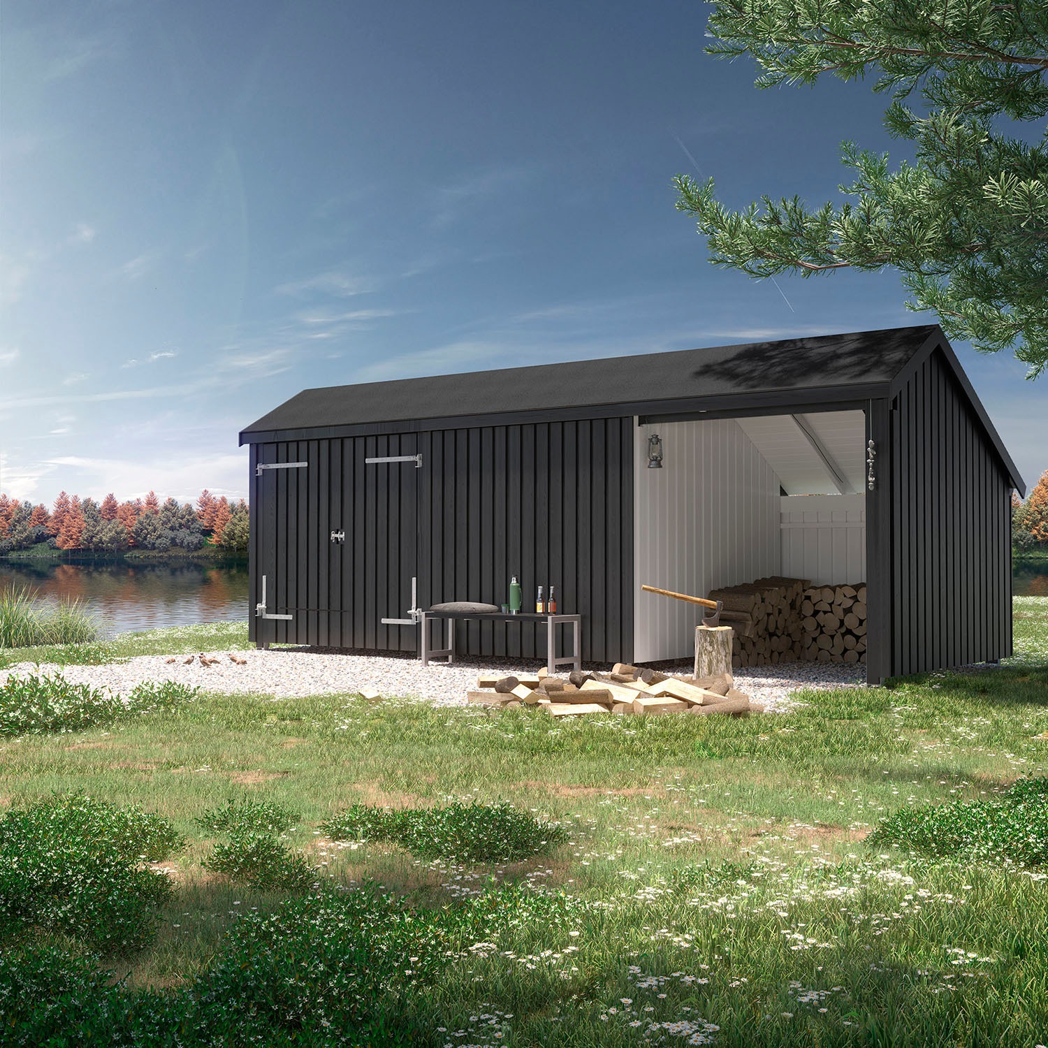PLUS Gartenhaus "Multi" Gartenhaus 15,5 m², mit Doppeltür, inkl. Dachpappe/ günstig online kaufen