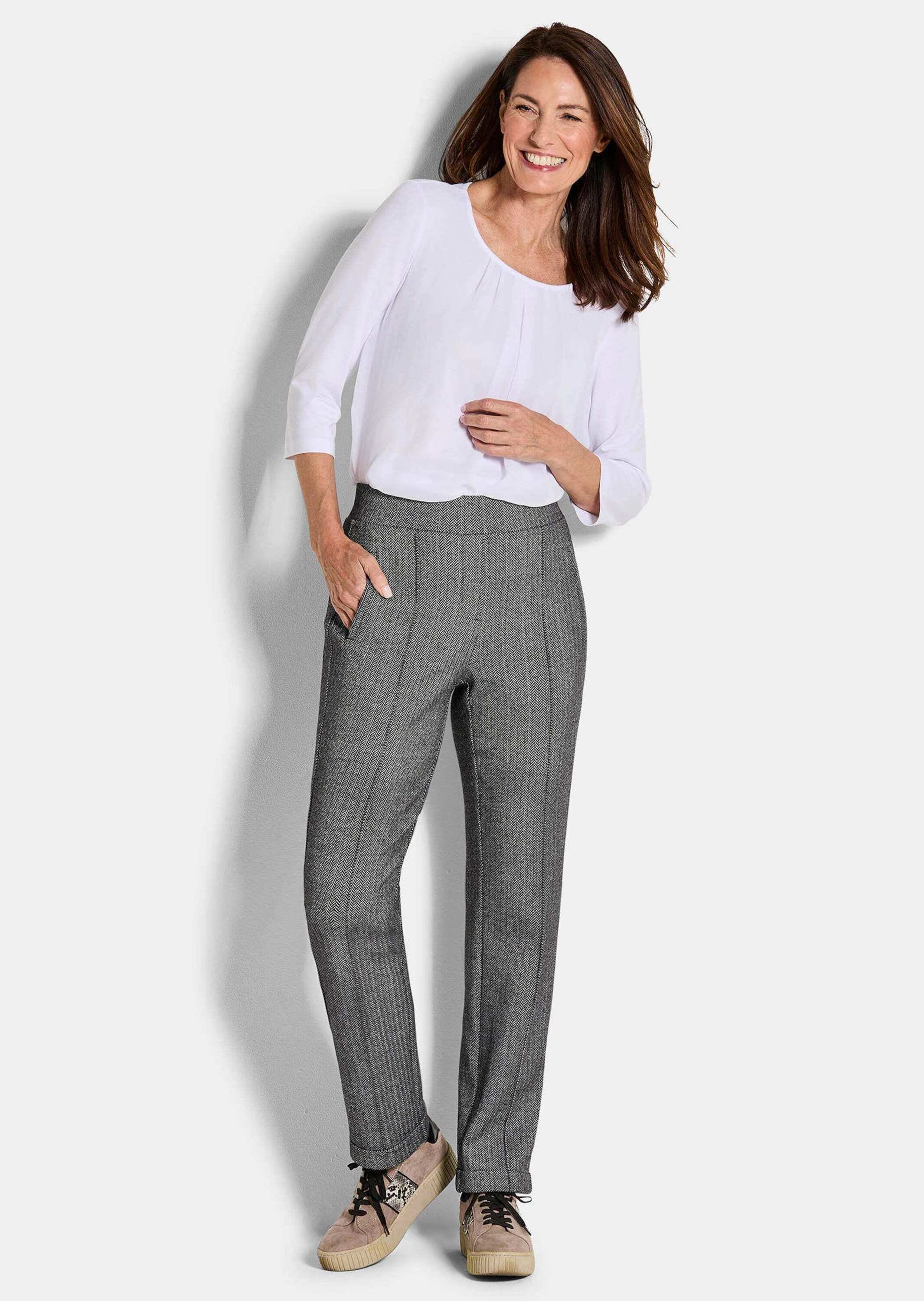 GOLDNER Schlupfhose »Hose CARLA mit Fischgrätmuster«