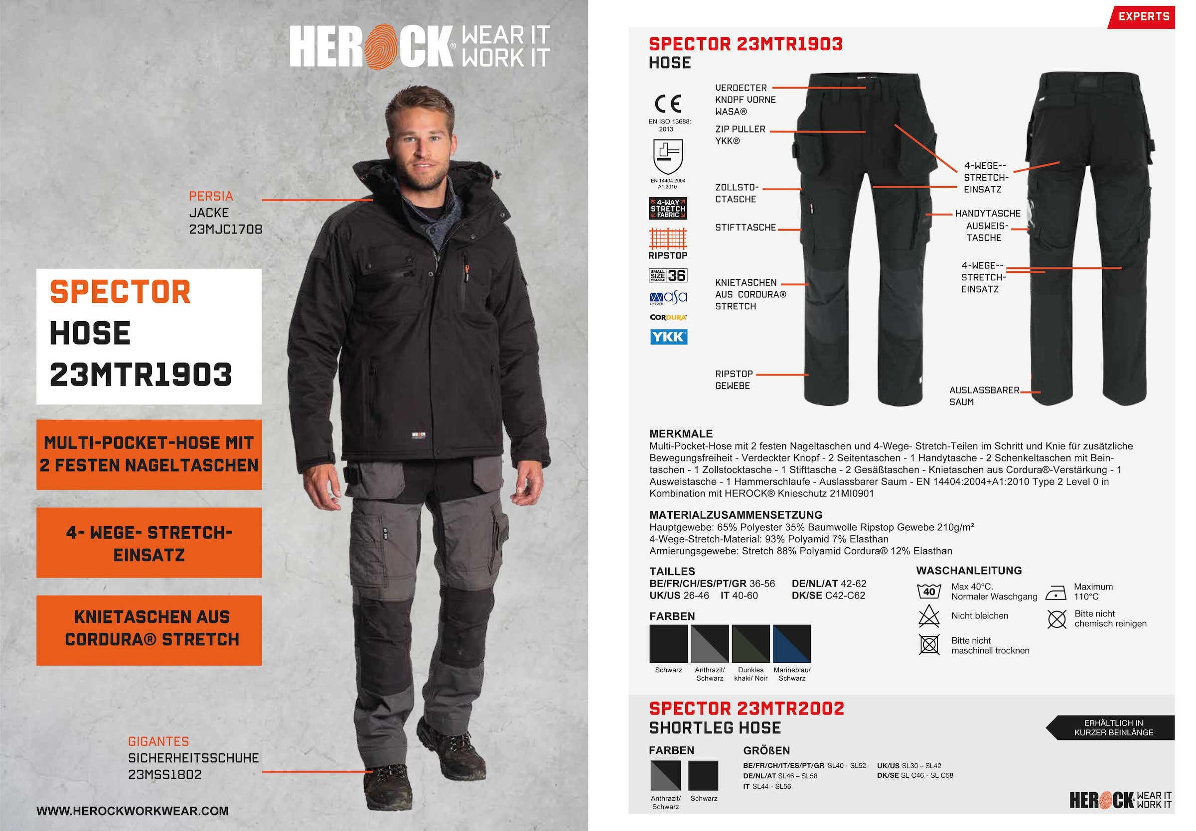 Herock Arbeitshose »Spector Hose«, Multi-Pocket-Hose mit 2 festen  Nageltaschen und 4-Wege-Stretch-Teilen kaufen | BAUR