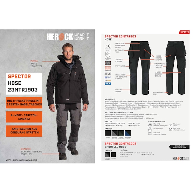 Herock Arbeitshose »Spector Hose«, Multi-Pocket-Hose mit 2 festen  Nageltaschen und 4-Wege-Stretch-Teilen kaufen | BAUR