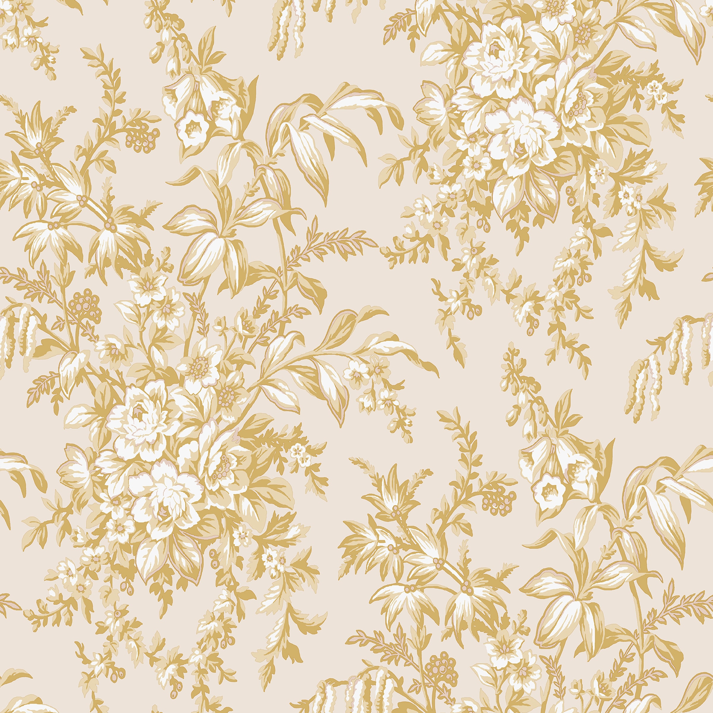 Laura Ashley Vliestapete "Laura Ashley Picardie Pale Gold Vliestapete" Geblümt Glatt Laura Ashley Picardie Pale Gold Vliestapete