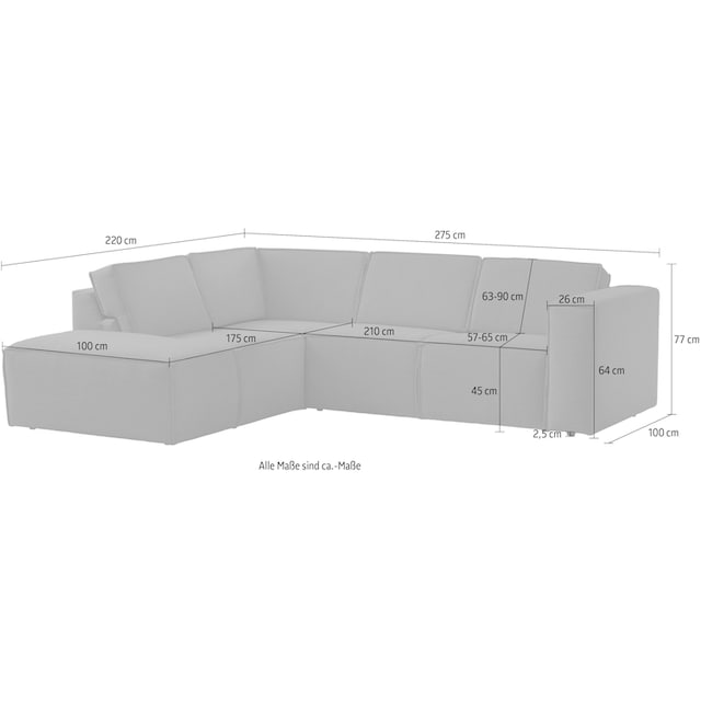 TRENDMANUFAKTUR Ecksofa »Dice«, mit integrierter Sitztiefenverstellung und  Kaltschaumpolsterung bestellen | BAUR