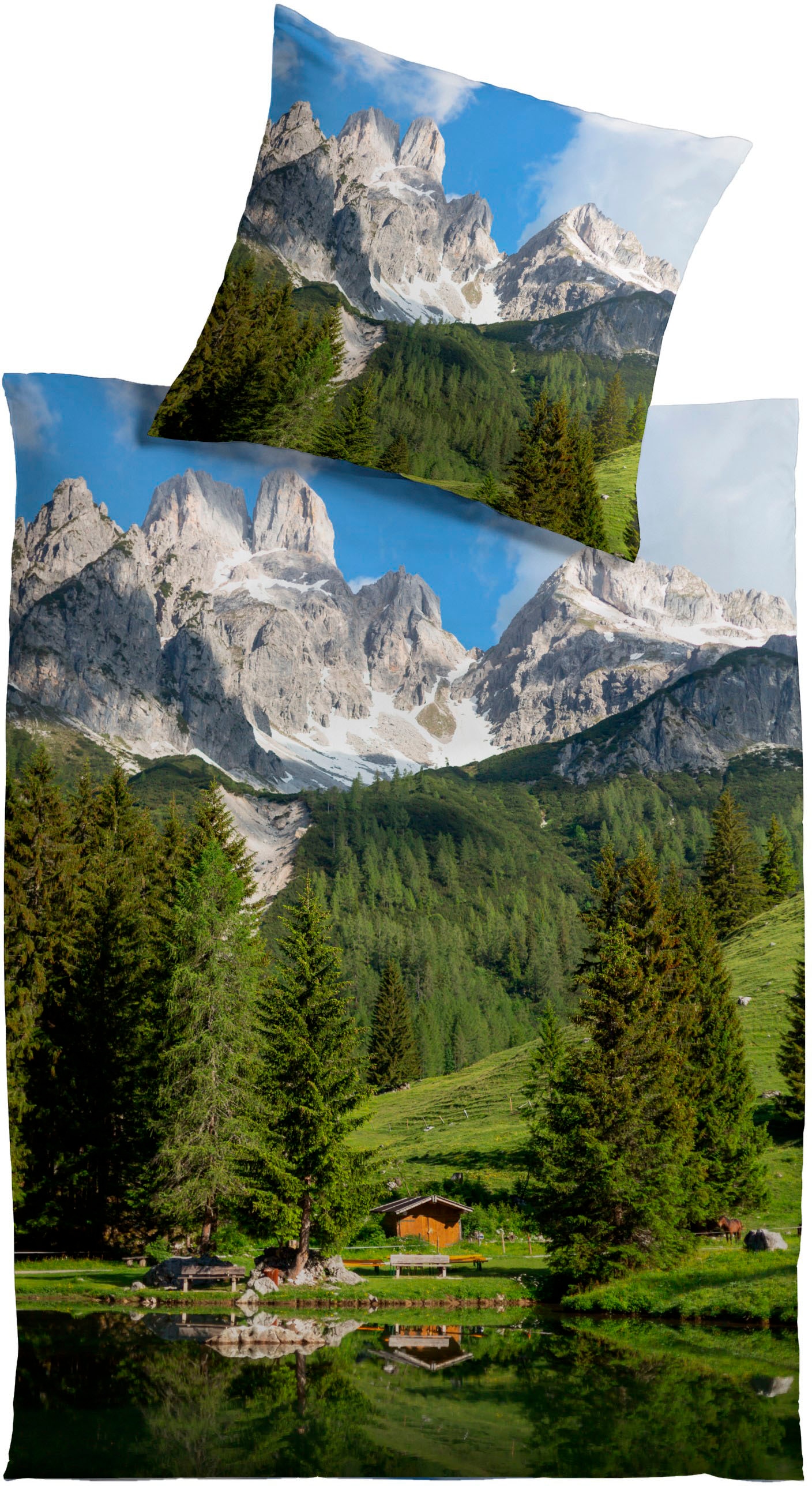 KiNZLER Bettwäsche "Panorama" 2 Stk. aus Baumwoll-Satin günstig online kaufen