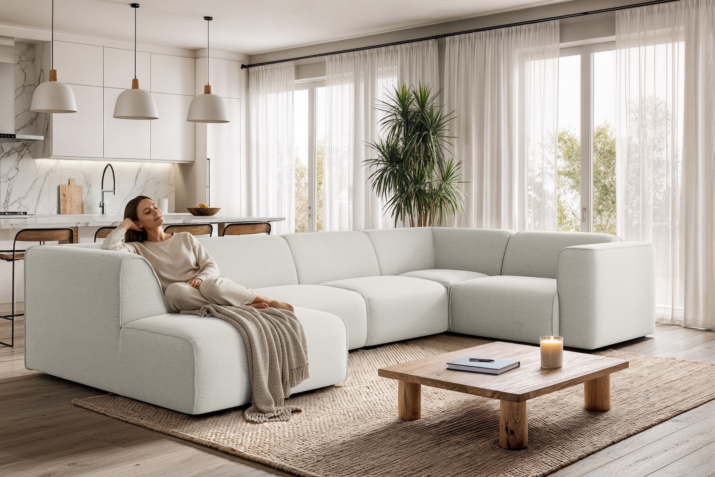 OTTO home Wohnlandschaft "Merid U-Form, jederzeit durch Module erweiterbar, günstig online kaufen