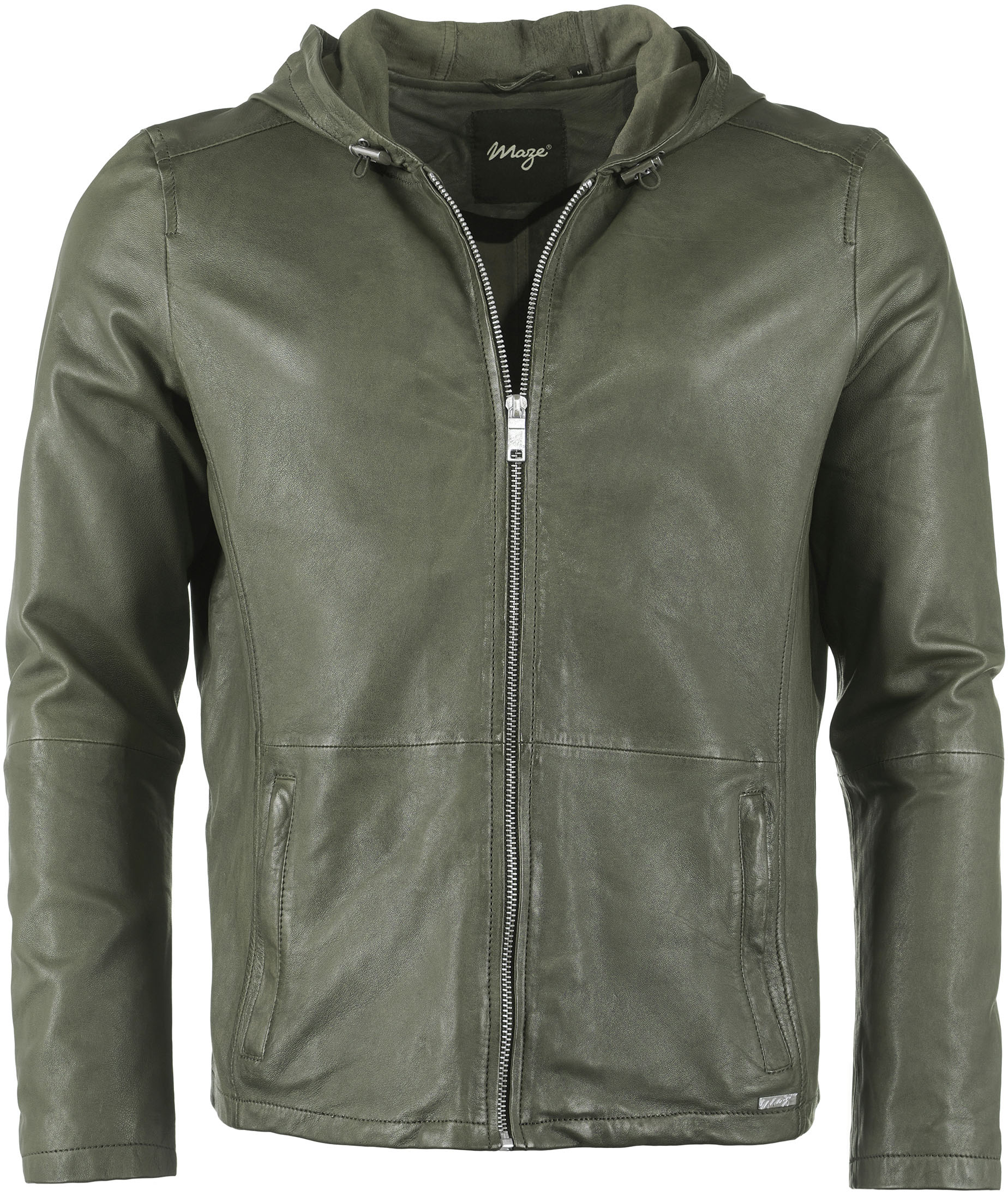 Lederjacke, mit Kapuze