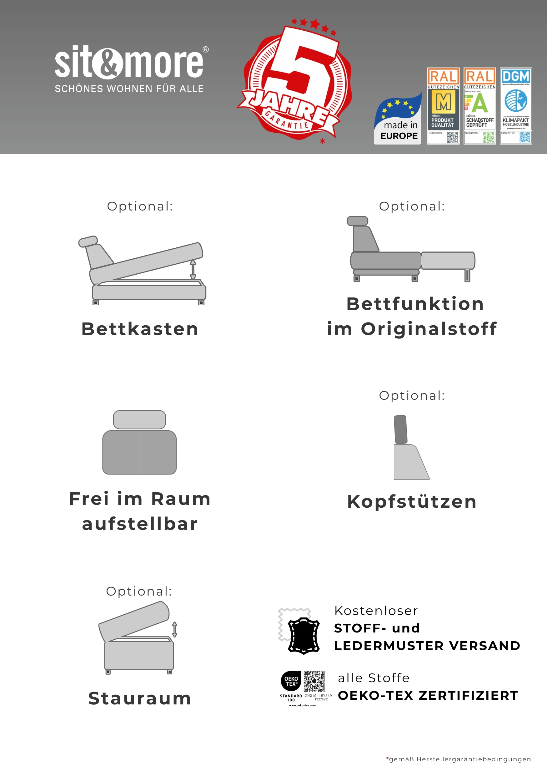 OTTO home Polsterhocker »Costello, B: 133 cm« individuell zu kombinieren, Federkern