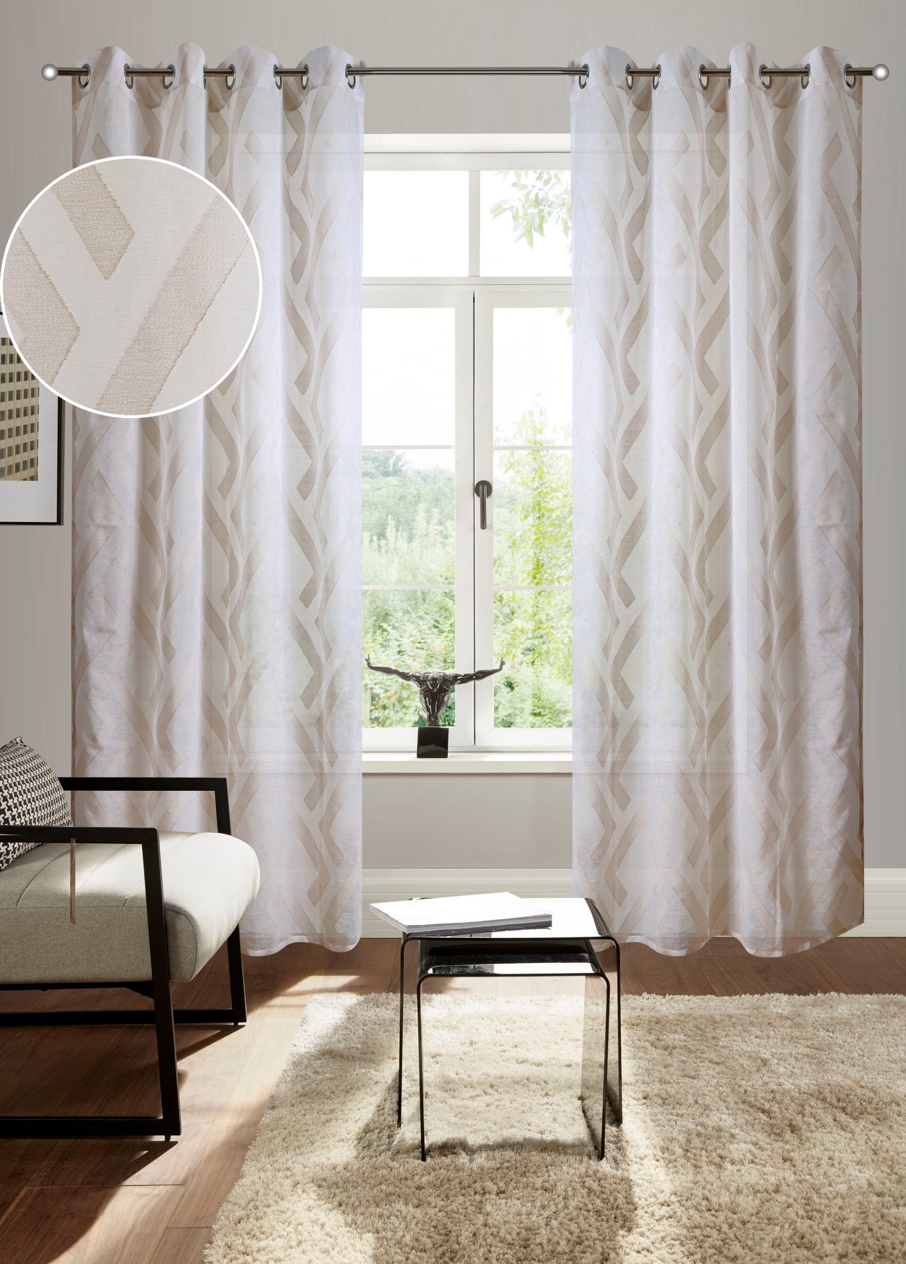 Bruno Banani Gardine "Lynn" Ösen 1 Stk. tlg. schöner Schal, Scherli, zeitlo günstig online kaufen