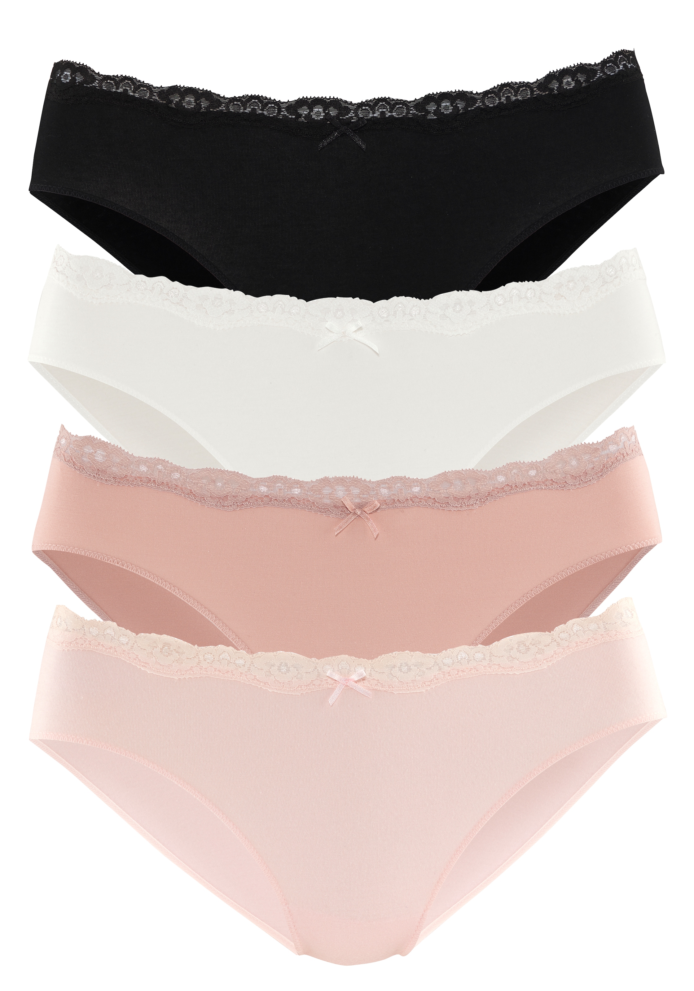 LASCANA Bikinislip, (Packung, 4 St.), aus elastischer Baumwolle, in schöner günstig online kaufen