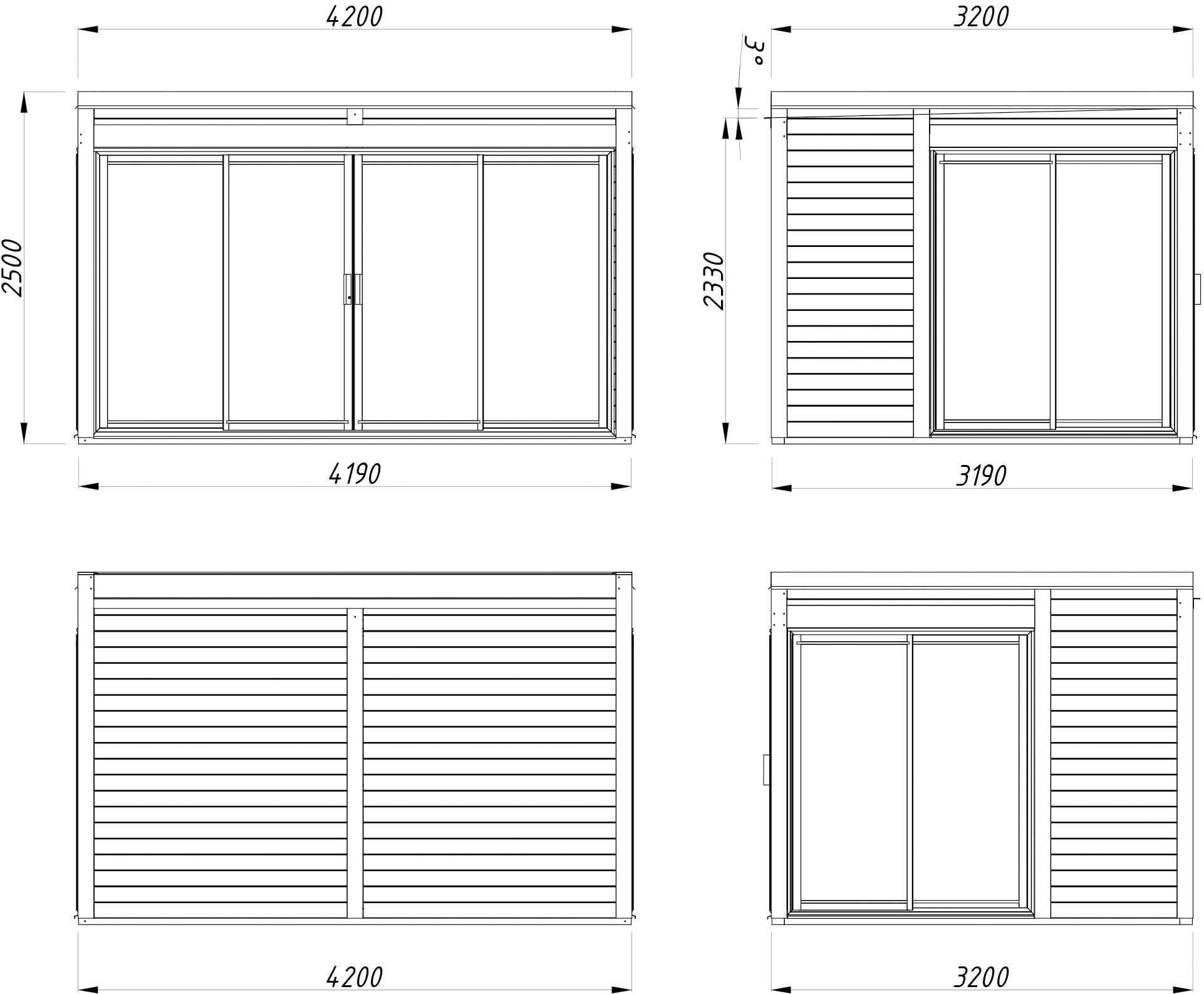 Palmako Holzpavillon »Serena 12,6 m² Set 2 Slide« BxTxH: 420x320x250 cm