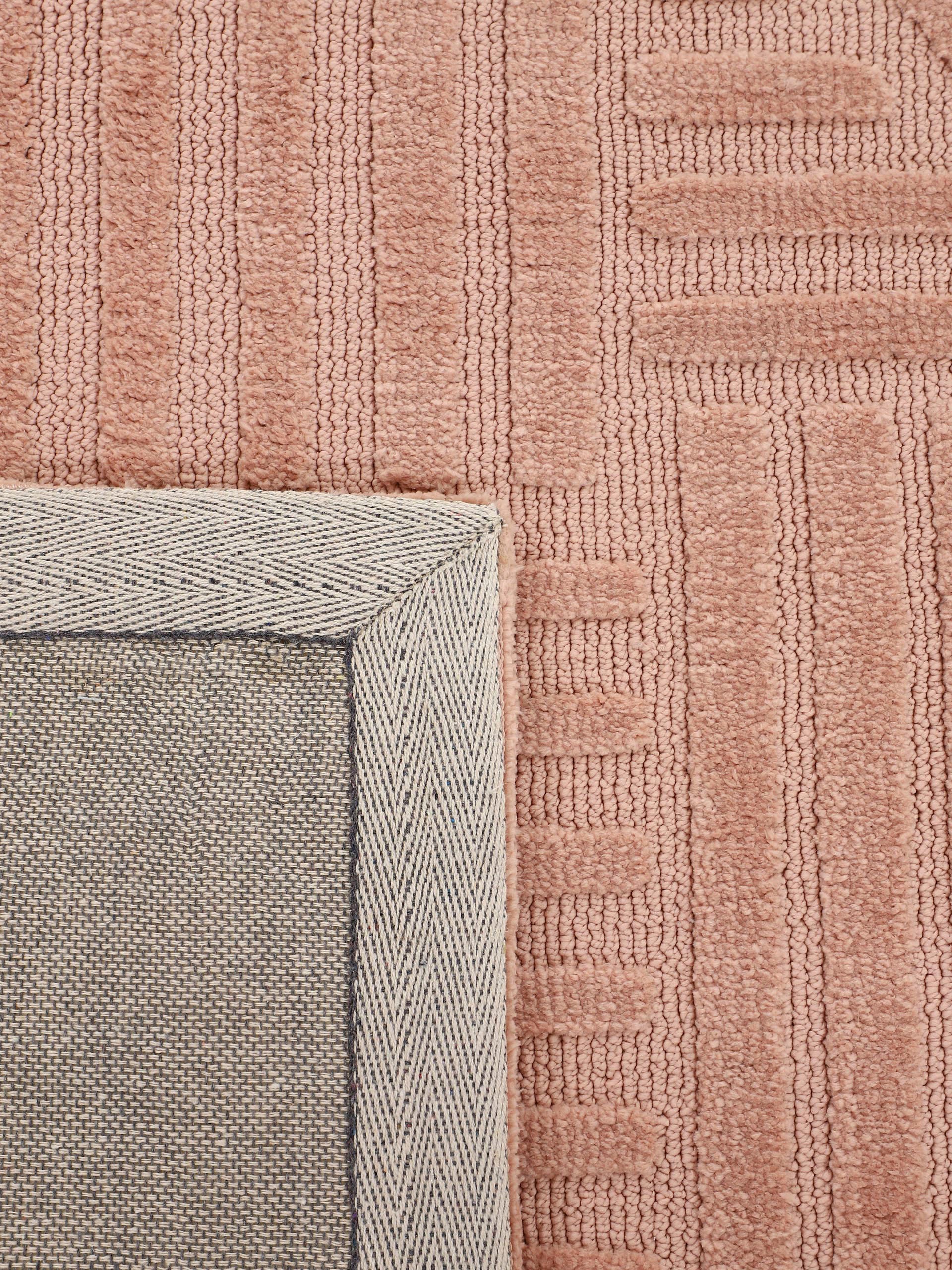 Teppich CARPETFINE "Holly 4 - Soft Touch Microfaser Teppich", rosa, B:200cm H:12mm L:290cm, Polyester, Teppiche, Teppich, Boho Scandi, weiche dichte getuftete Hoch-Tief-Struktur, Wohnzimmer 3