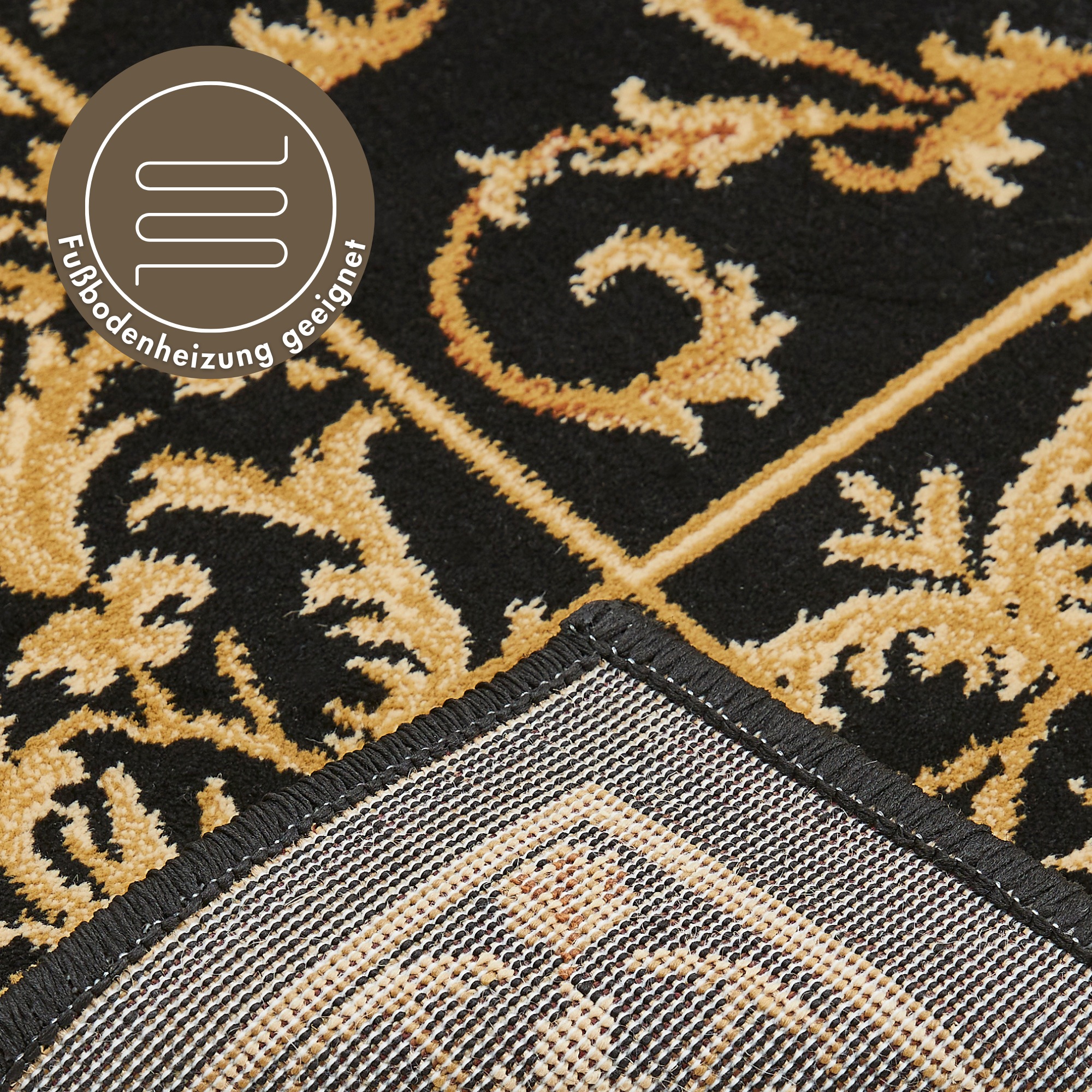 Teppich LUXOR LIVING "Kendra" Gr. 6, schwarz (creme, schwarz), B:200cm H:9mm L:285cm, Kunstfaser, Teppiche, Teppich, Orient-Optik, Wohnzimmer 3