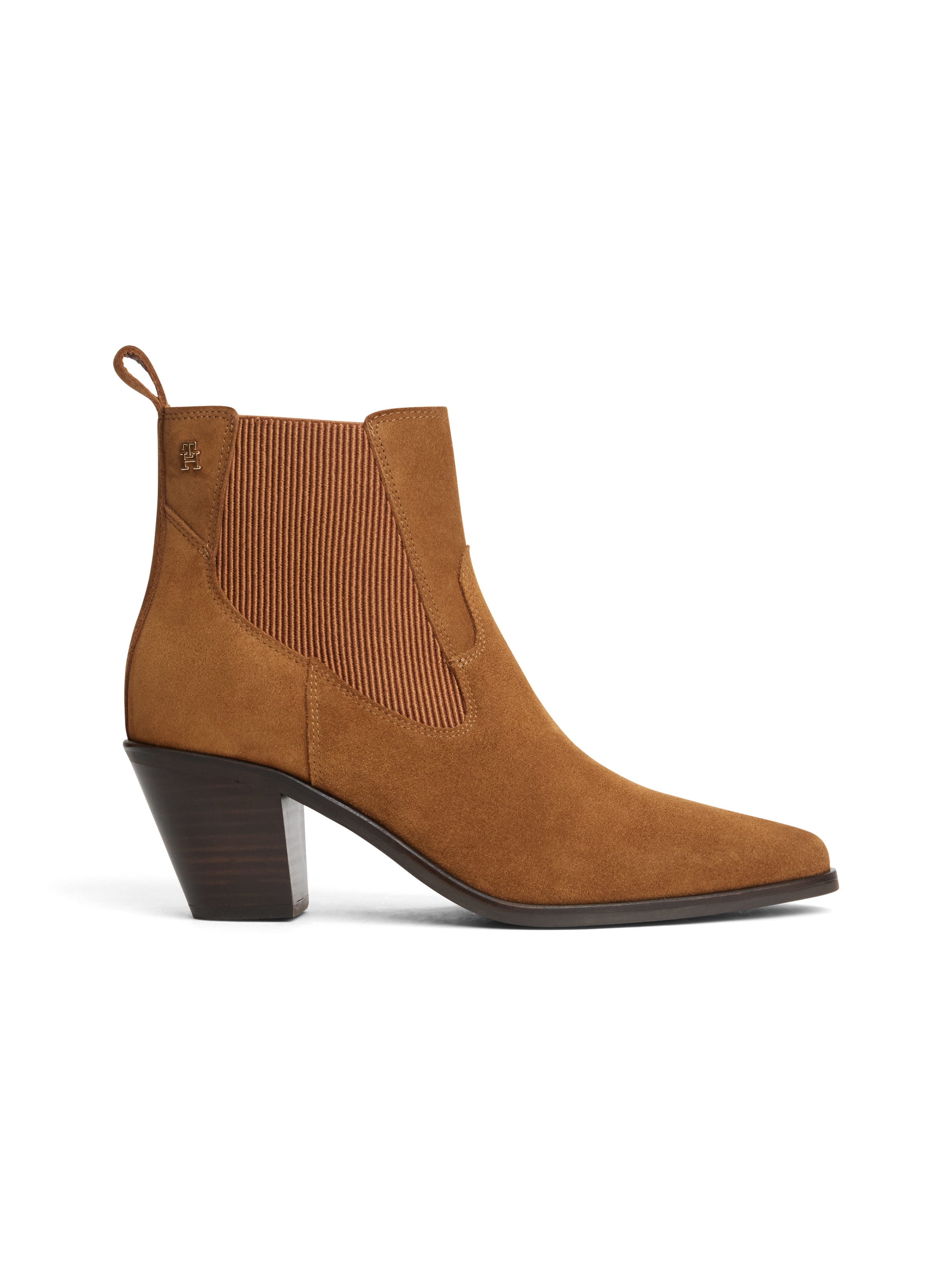 Tommy Hilfiger Chelseaboots »SUEDE WESTERN CHELSEA BOOT«  Trichterabsatz, Westerstiefelette mit breitem Stretcheinsatz