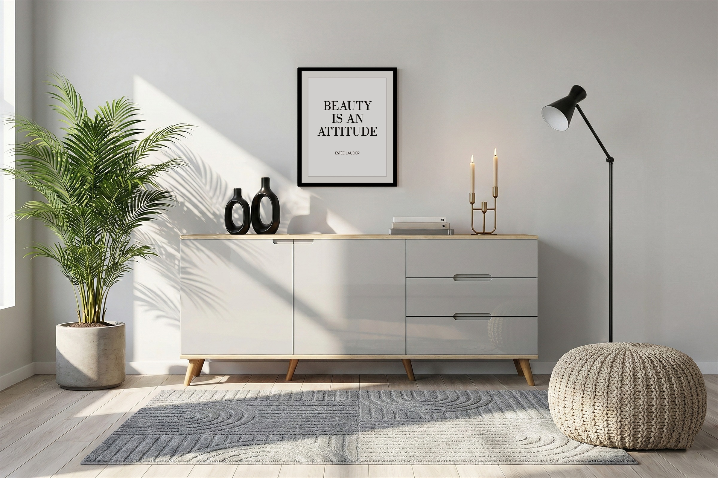 OTTO home Sideboard »Lund« mit glänzenden Fronten, Griffmulden, helles Holzdekor, Breite 180 cm