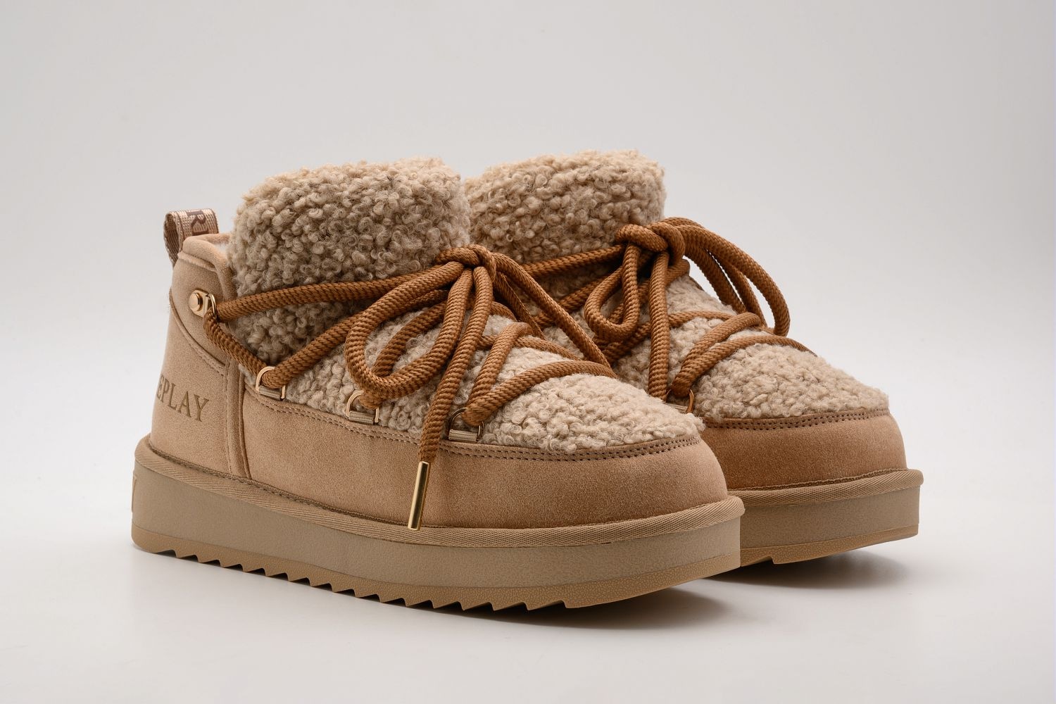 Replay Winterboots "SANTA MINI CURLY" Plateauboots, Schnürboots in Teddy-Optik