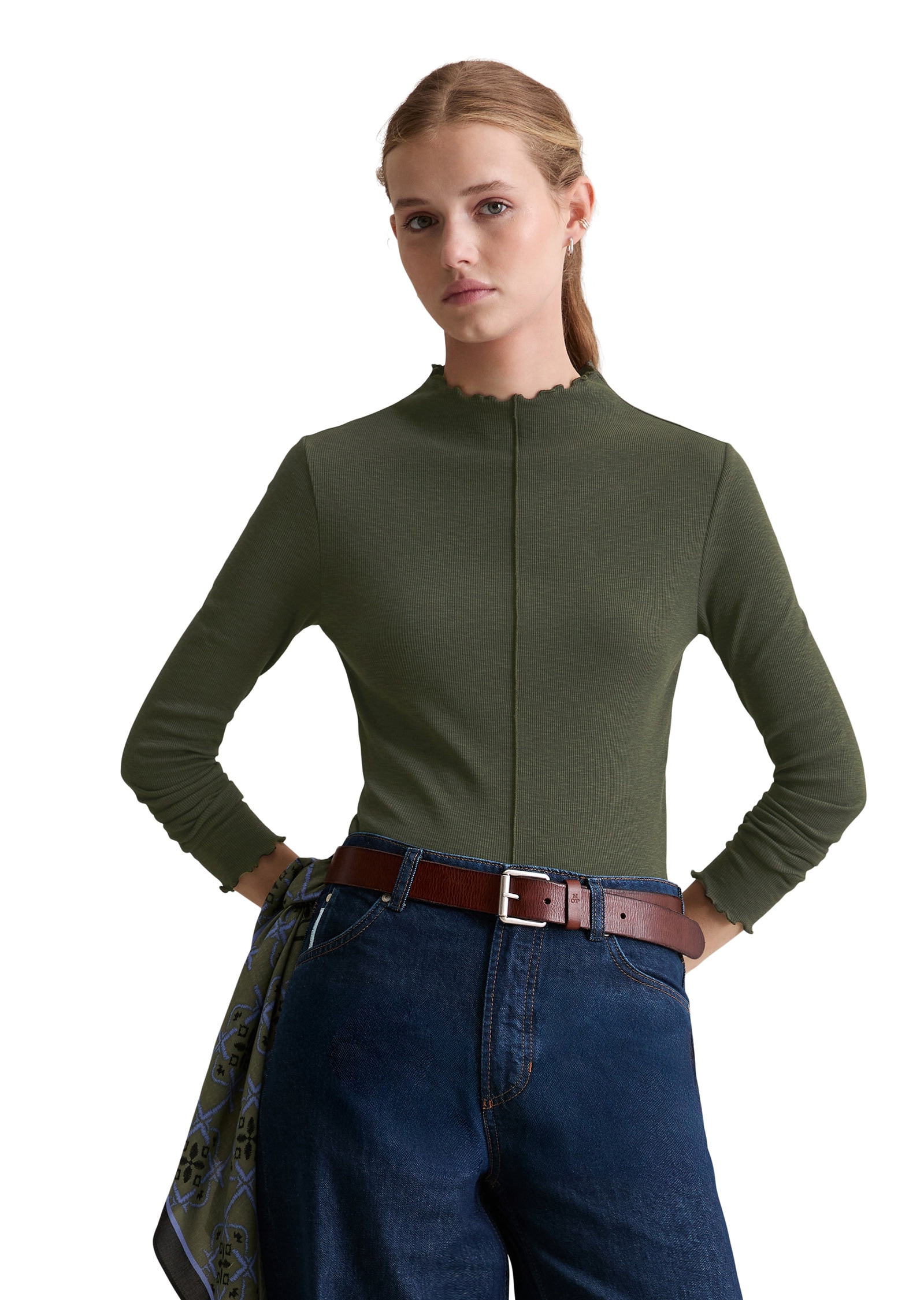 Marc OPolo DENIM Langarmshirt "aus Organic Cotton-Stretch-Jersey" günstig online kaufen