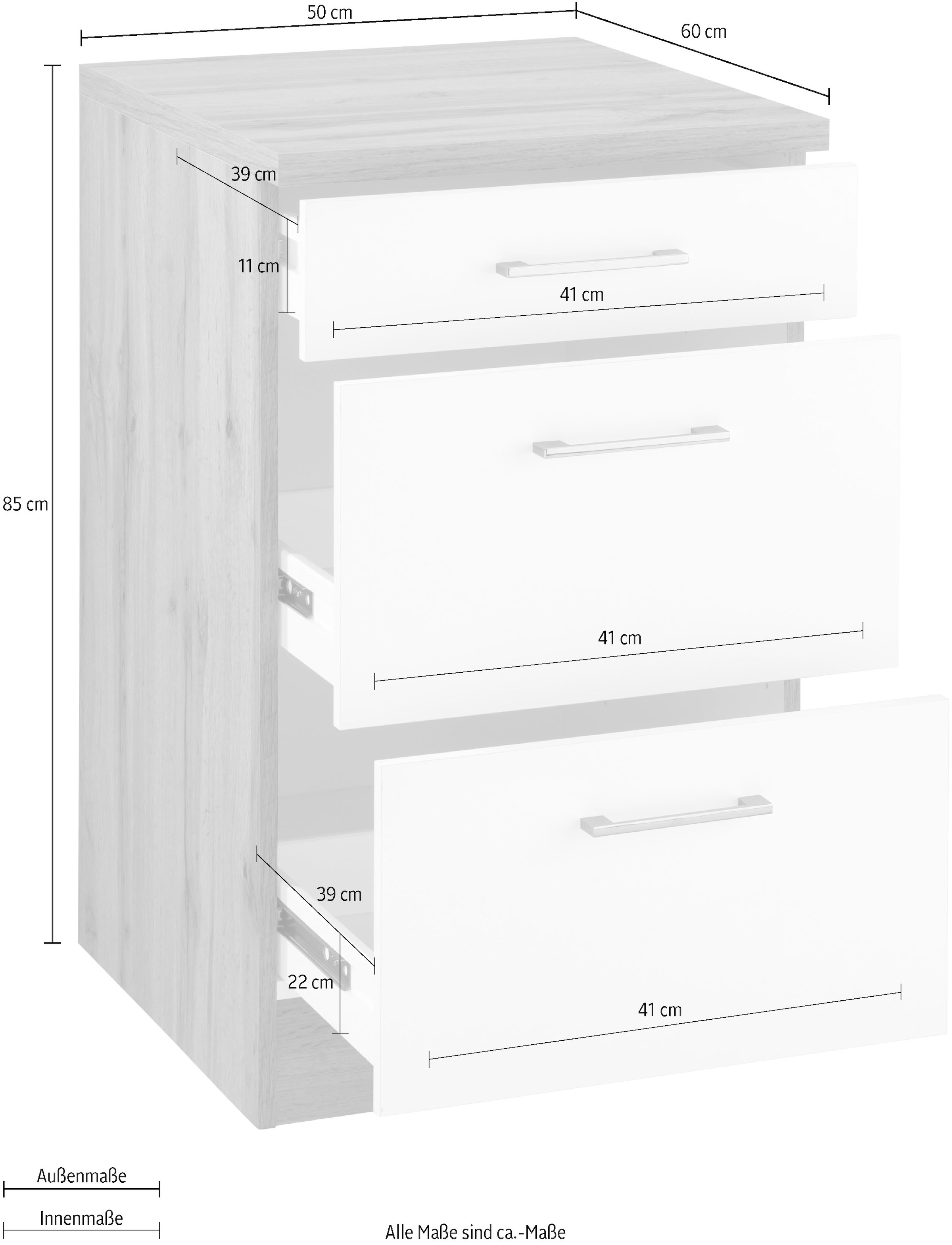 HELD MÖBEL Auszugsunterschrank »Colmar«, 50 cm, mit Metallgriff, alles  sofort greifbar dank zwei großer Auszüge | BAUR