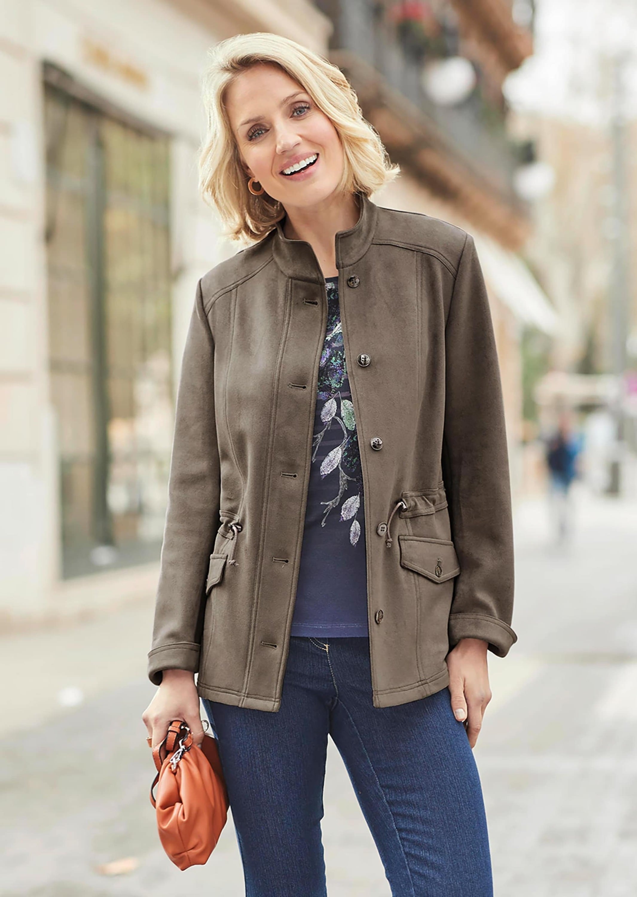 GOLDNER Jackenblazer »Kurzgröße Blazer in weicher Velourslederoptik«