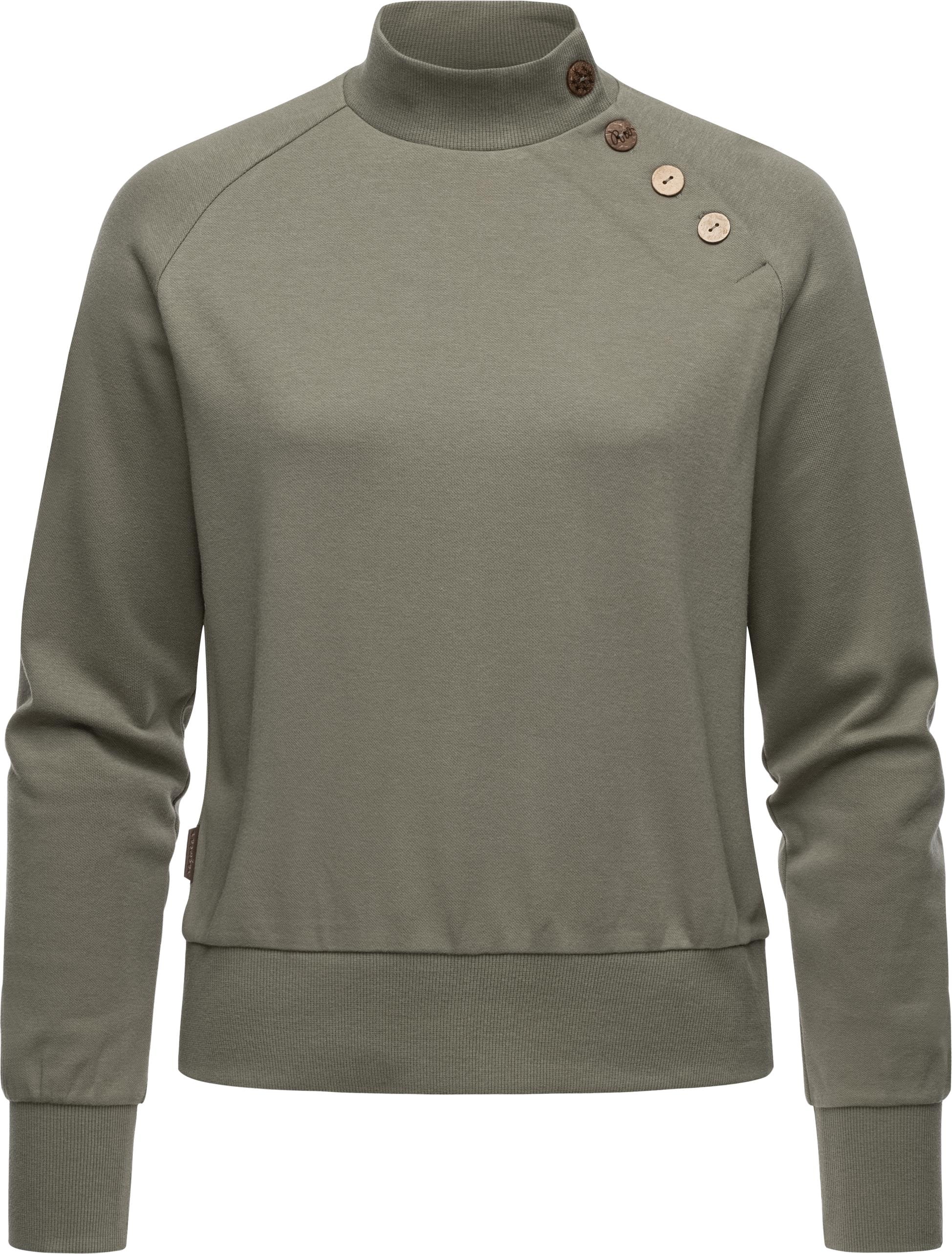 Sweatshirt »Majjorka Solid«, Damen Langarmshirt mit Rippbündchen und Zierknöpfen
