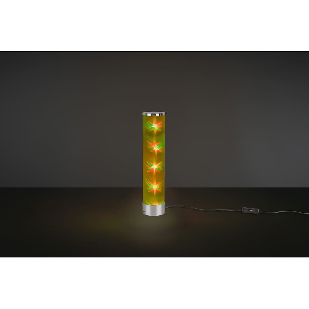 TRIO Leuchten LED Tischleuchte »RICO, LED Hologram Tischleuchte mit Fernbedienung«, LED-Modul, 1 St., Warmweiß, Schnurschalter, integrierter Dimmer, RGBW-Farbwechsler, Memory Funktion über Fernbedienung