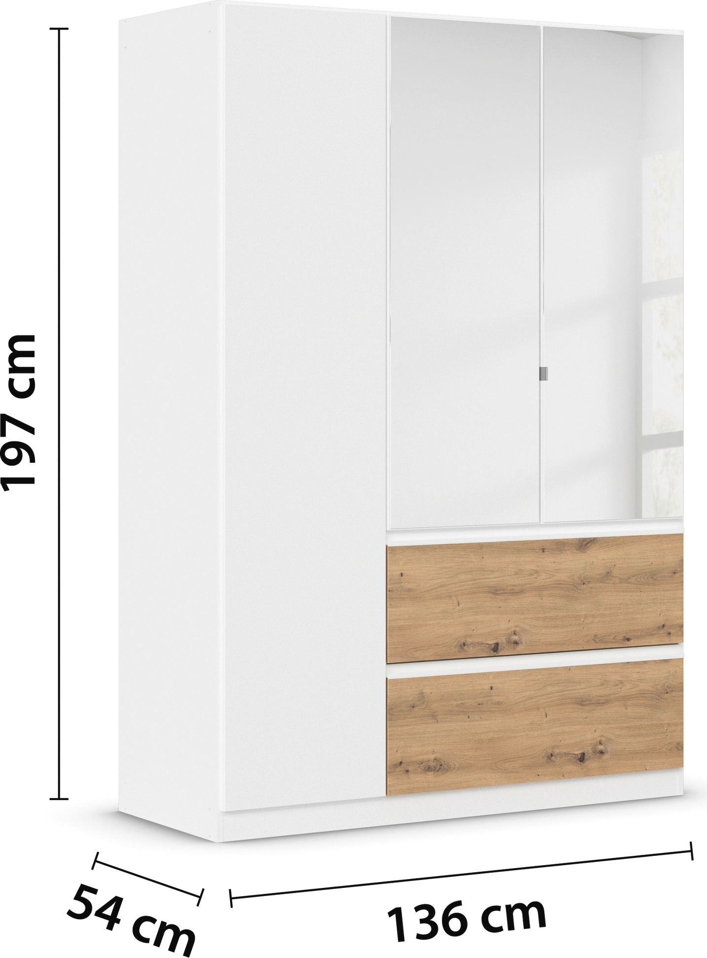 rauch Drehtürenschrank »Kleiderschrank Schrank Garderobe Wäscheschrank COSTA in 3 Breiten«, mit Spiegel, grifflose Front und Push-to-Open Funktion MADE IN GERMANY