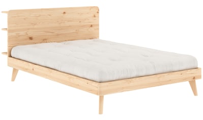 Bettgestell »RETREAT BED«, aus Kiefer massiv mit Lattenrost, Kopfteil mit 3 Ablagen