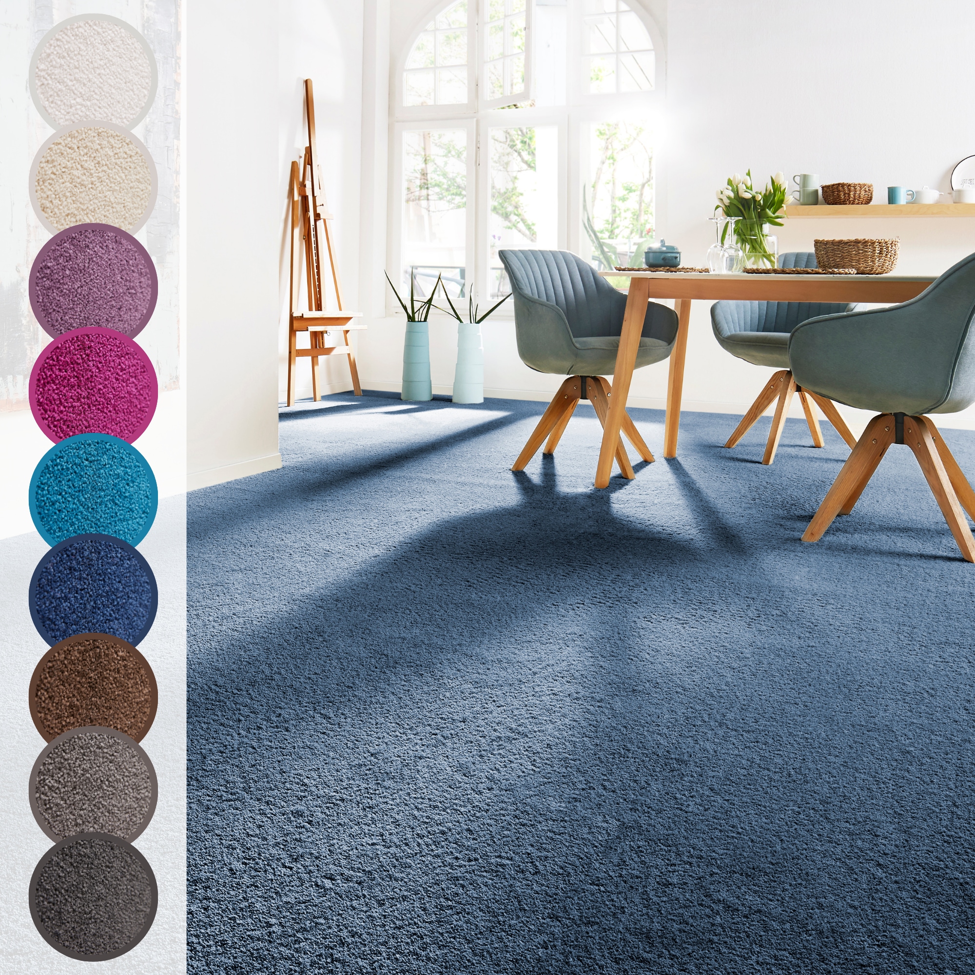 Andiamo Teppichboden "Sophie, Frisee-Velours, Gesamthöhe 12 mm, Luxusklasse LC3" rechteckig Uni Farben, Breite 400 cm oder 500 cm, strapazierfähig & pflegeleicht