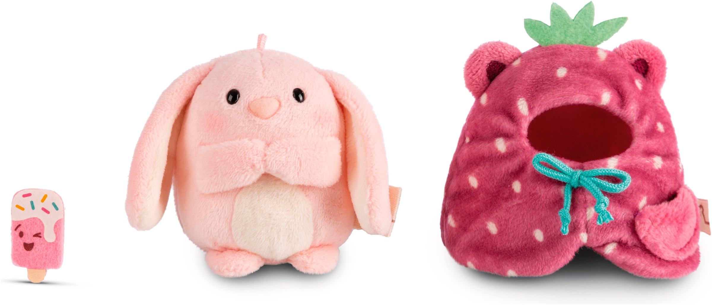 Nici Kuscheltier »mymochi, Set Hase Pibu 8 cm mit Softeis und Erdbeerkostüm«