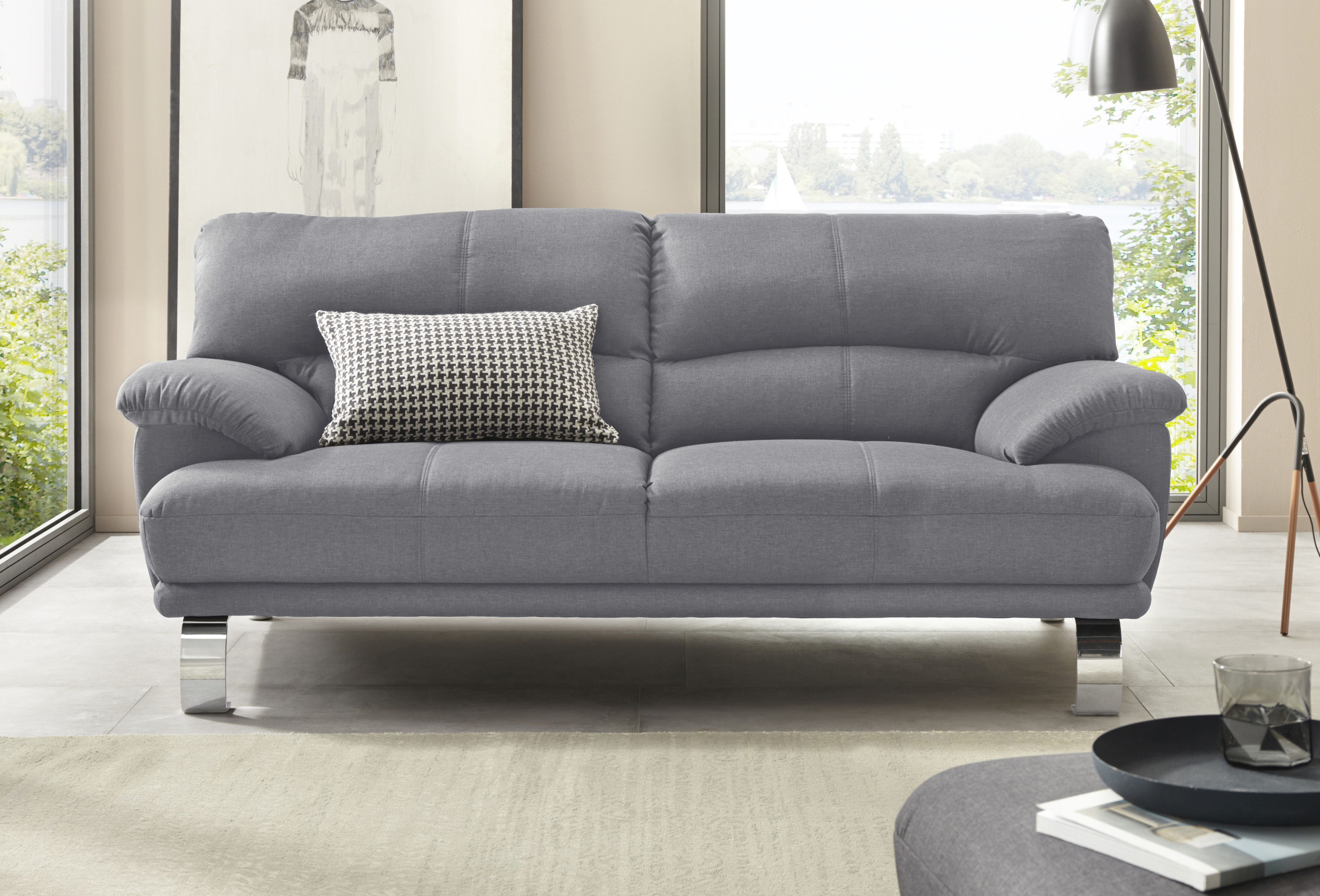 TRENDMANUFAKTUR 3-Sitzer "Cecilia II, mit italienischem Design, tollen Details" mit tollem Sitzkomfort und Designfuß