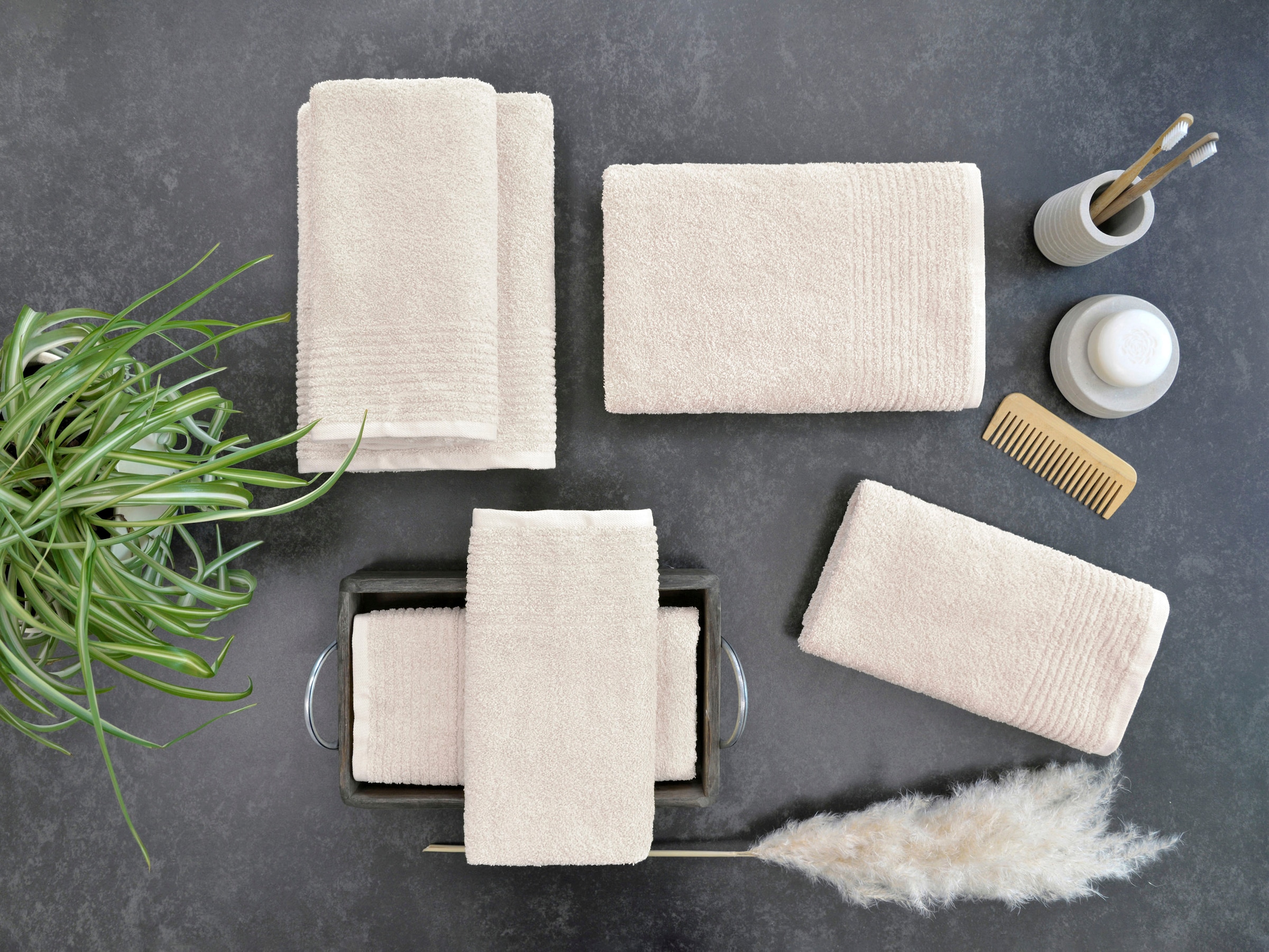 Dyckhoff Handtuch Set »Brillant«, Set, 6 tlg., Walkfrottee, mit Streifenbordüre;4 Handtücher (50x100cm), 2 Duschtücher (70x140cm)