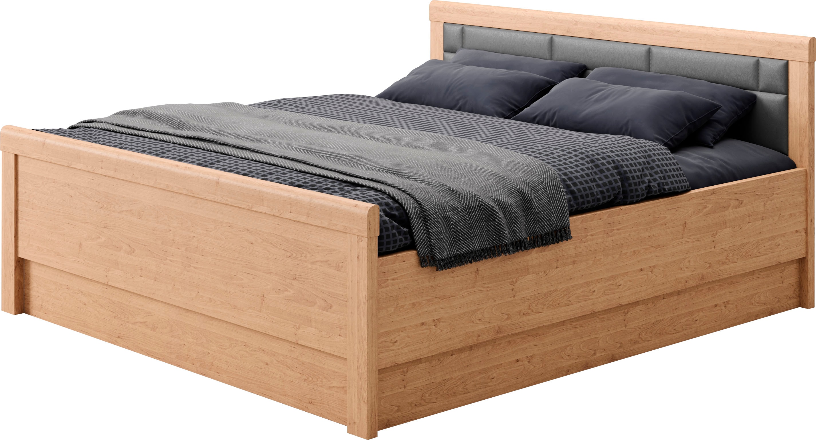 priess Einzelbett "Arnsberg Komfortbett mit flexibel höhenverstellbarer Liegefläche" gepolstertes Kopfteil, Made in Germany mit Blauem Engel und Goldenem M