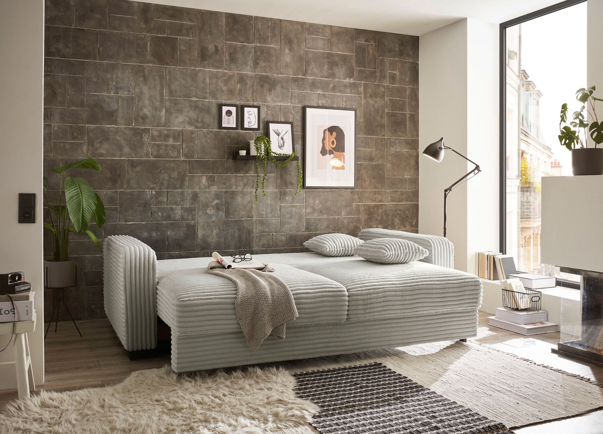 ED EXCITING DESIGN Schlafsofa »Carrara«, mit Bettkasten & 2 Zierkissen
