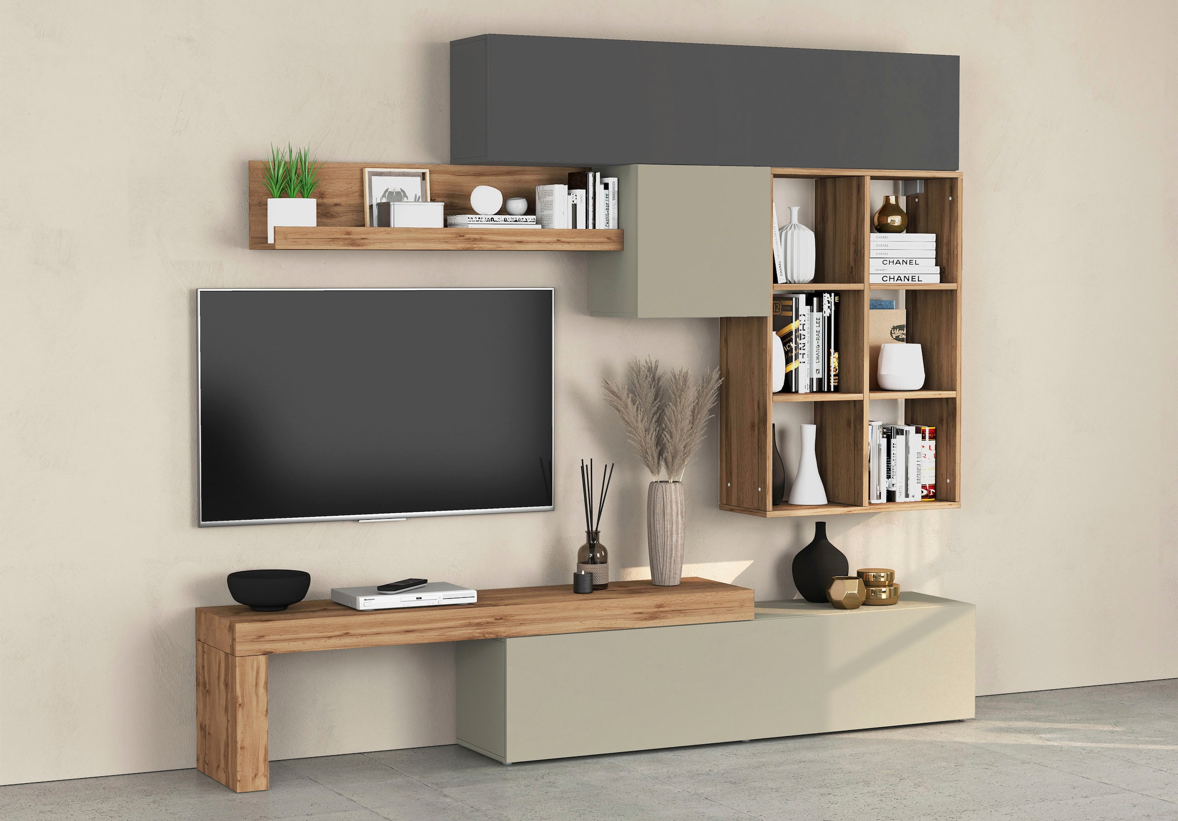 OTTO home Wohnwand "Chronos Wohnwand, Medienwand, 5-er set" 5 Stk. tlg.