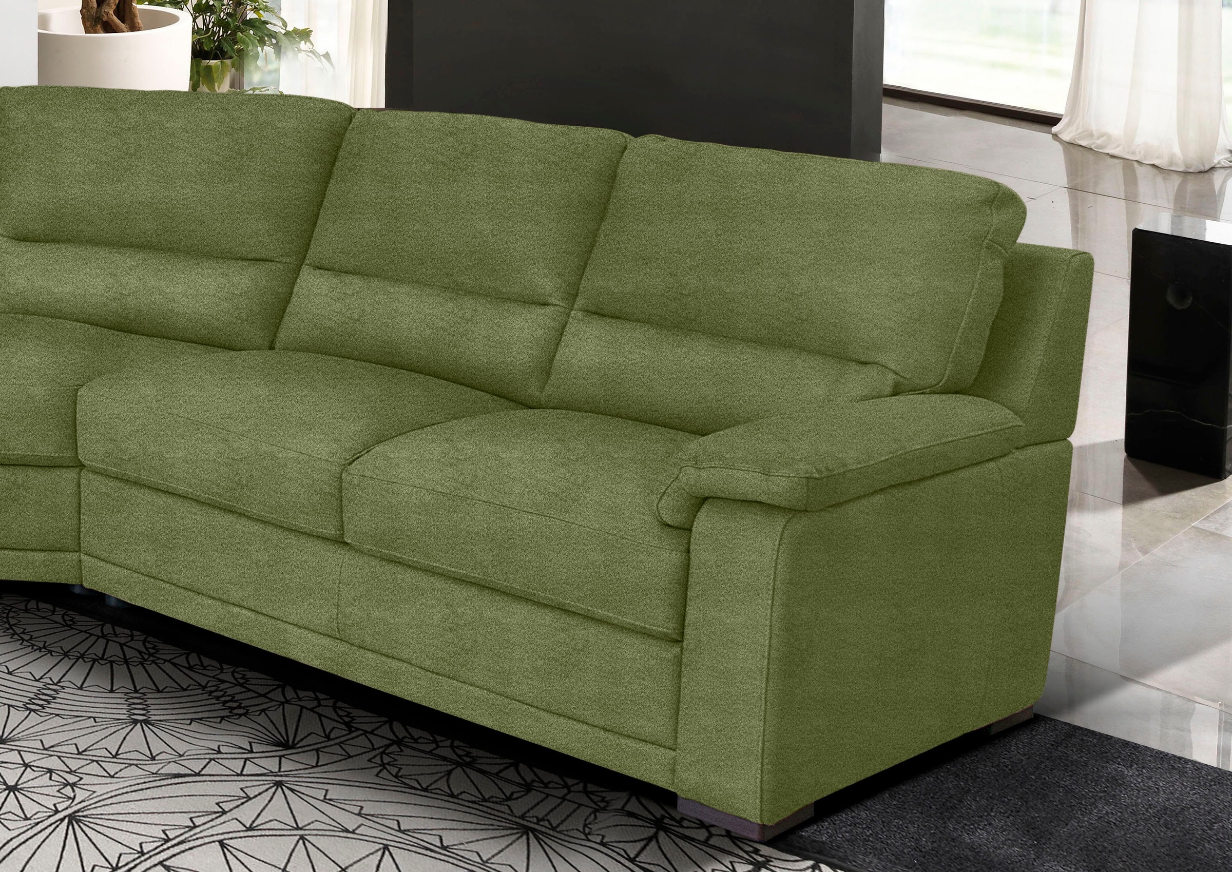 Egoitaliano Ecksofa »Doris, modernes Designerecksofa in hochwertigen Microfaserqualitäten«, edle Detailverarbeitung, wahlweise fleckenabweisend oder in Lederoptik