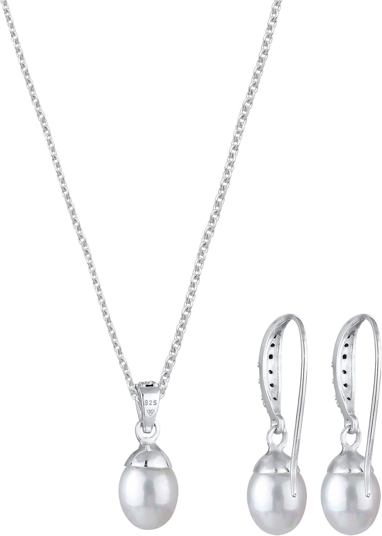 Schmuckset ELLI "Elegant Perle Kristalle 925 Silber", silber, Schmuck_Sets, Damen, onesize, Silber 925 (Sterlingsilber), Schmuckset 3