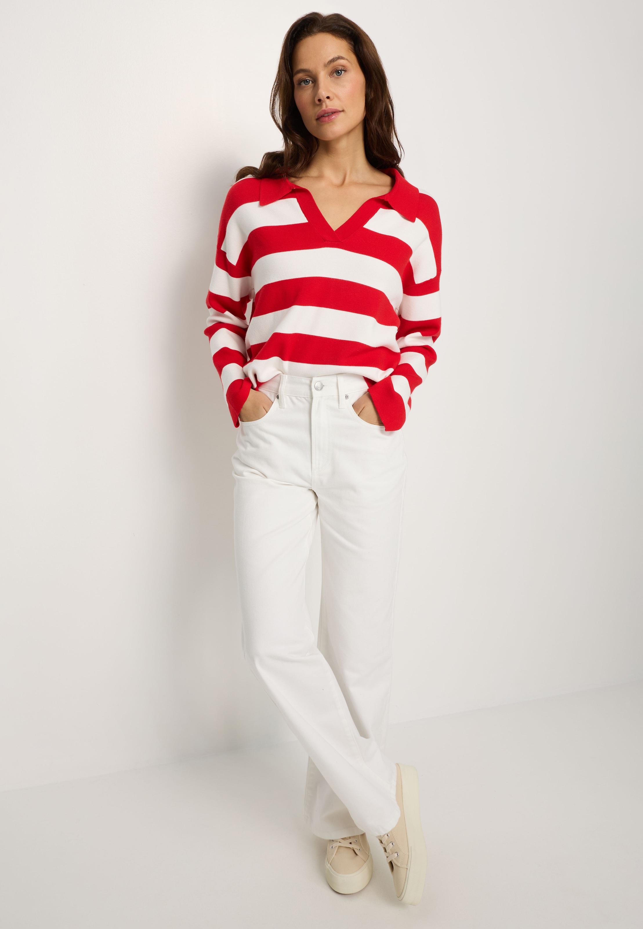LASCANA Polokragenpullover mit Blockstreifen, Strickpullover, casual-sportiv