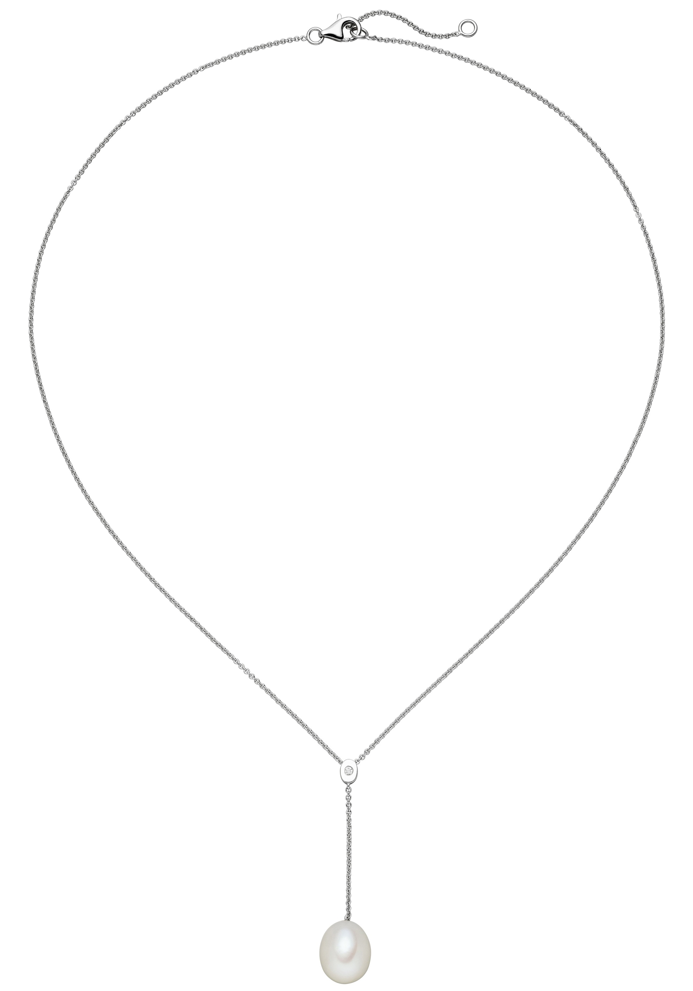 JOBO Kette mit Anhänger, 925 Silber mit Perle und Zirkonia 45 cm