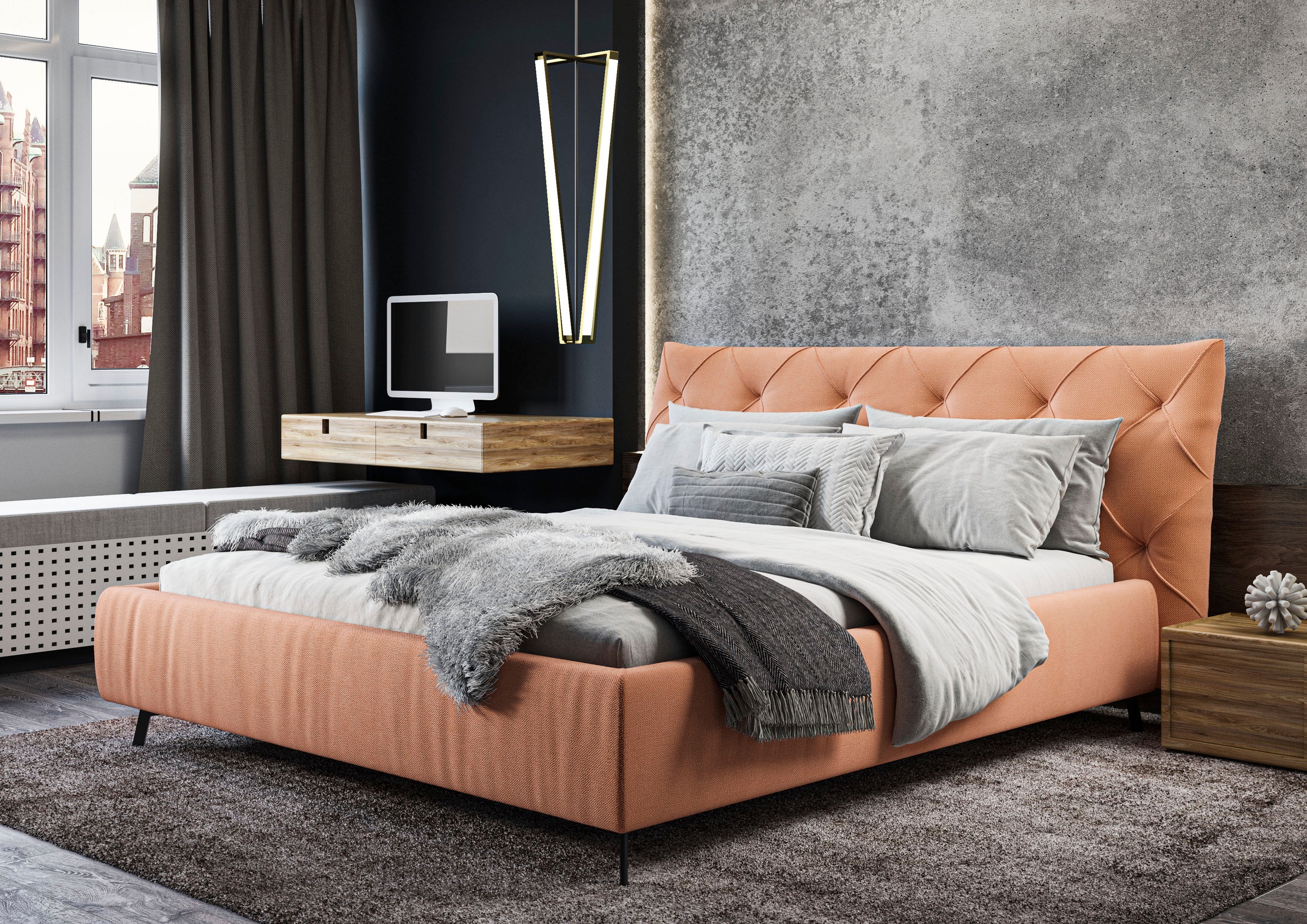Leonique Polsterbett »Maxime«, Kopfteilhöhe 105cm, belastbar bis 280 kg, auch in... kaufen