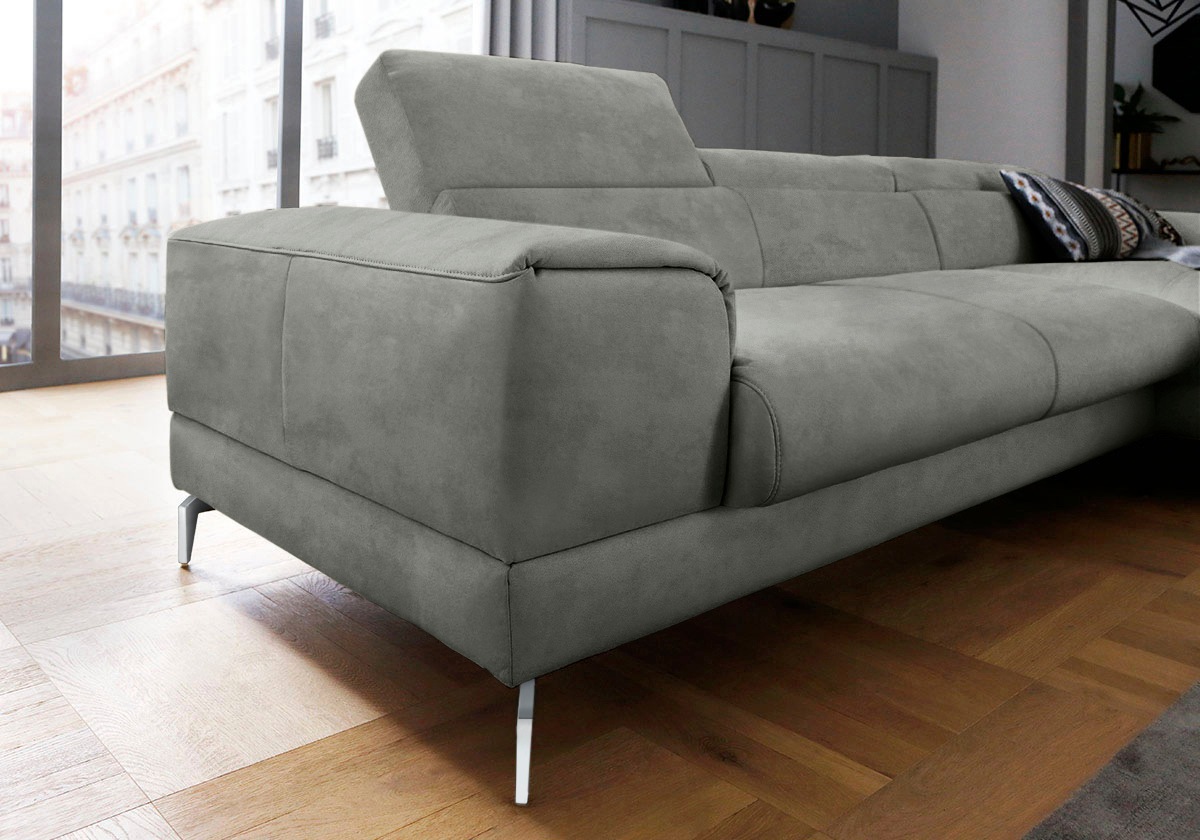 W.SCHILLIG Ecksofa »piedroo, Designsofa mit tollem Sitzkomfort, bequem und elegant, L-Form«, Kopfteilverstellung, wahlweise mit Sitztiefenverstellung, Breite 303cm