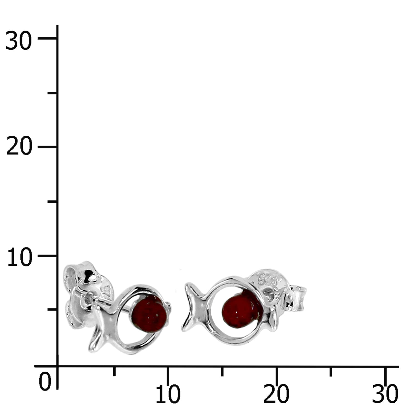 OSTSEE-SCHMUCK Paar Ohrstecker »- Fisch - Silber 925/000 - Bernstein«