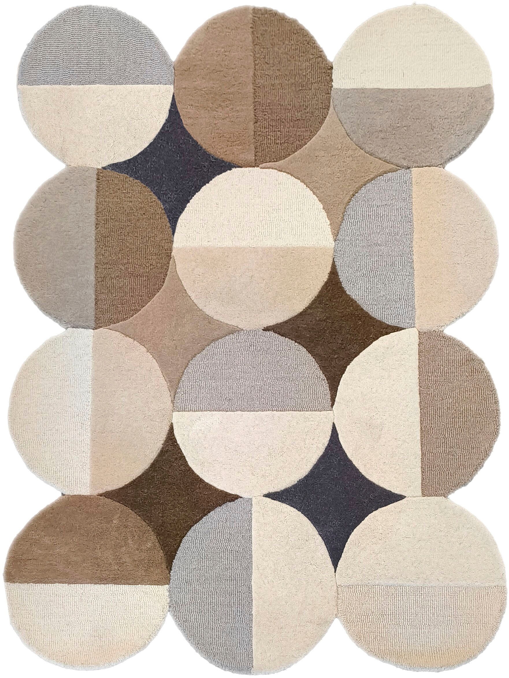 FLAIR RUGS Wollteppich »Mia Ellipse«, rechteckig, 12 mm Höhe, mit gebogenem Zuschnitt