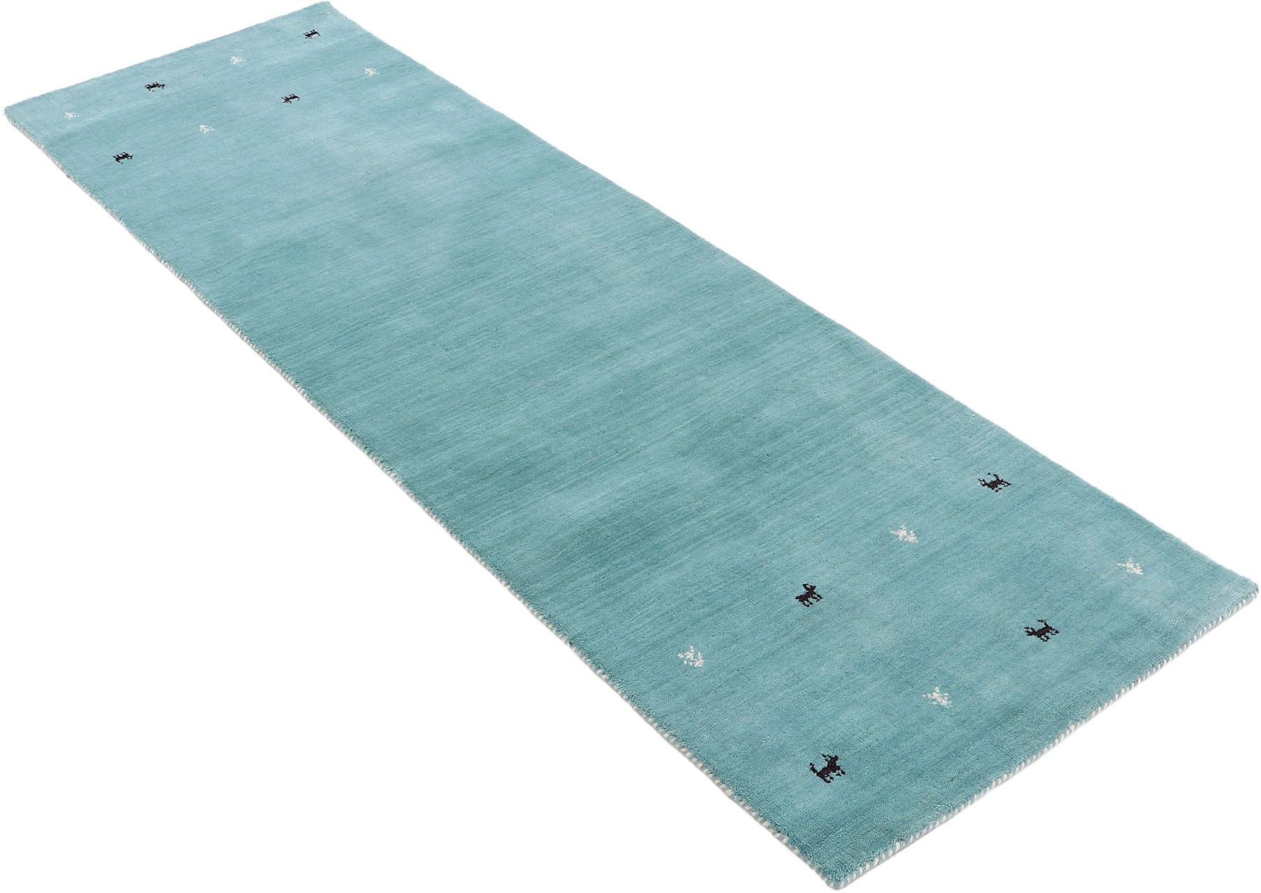 carpetfine Wollteppich »Gabbeh Uni, auch als Läufer erhältlich«, rechteckig, 15 mm Höhe, reine Wolle, handgewebt, Gabbeh Loom Tiermotiv, große Farbauswahl