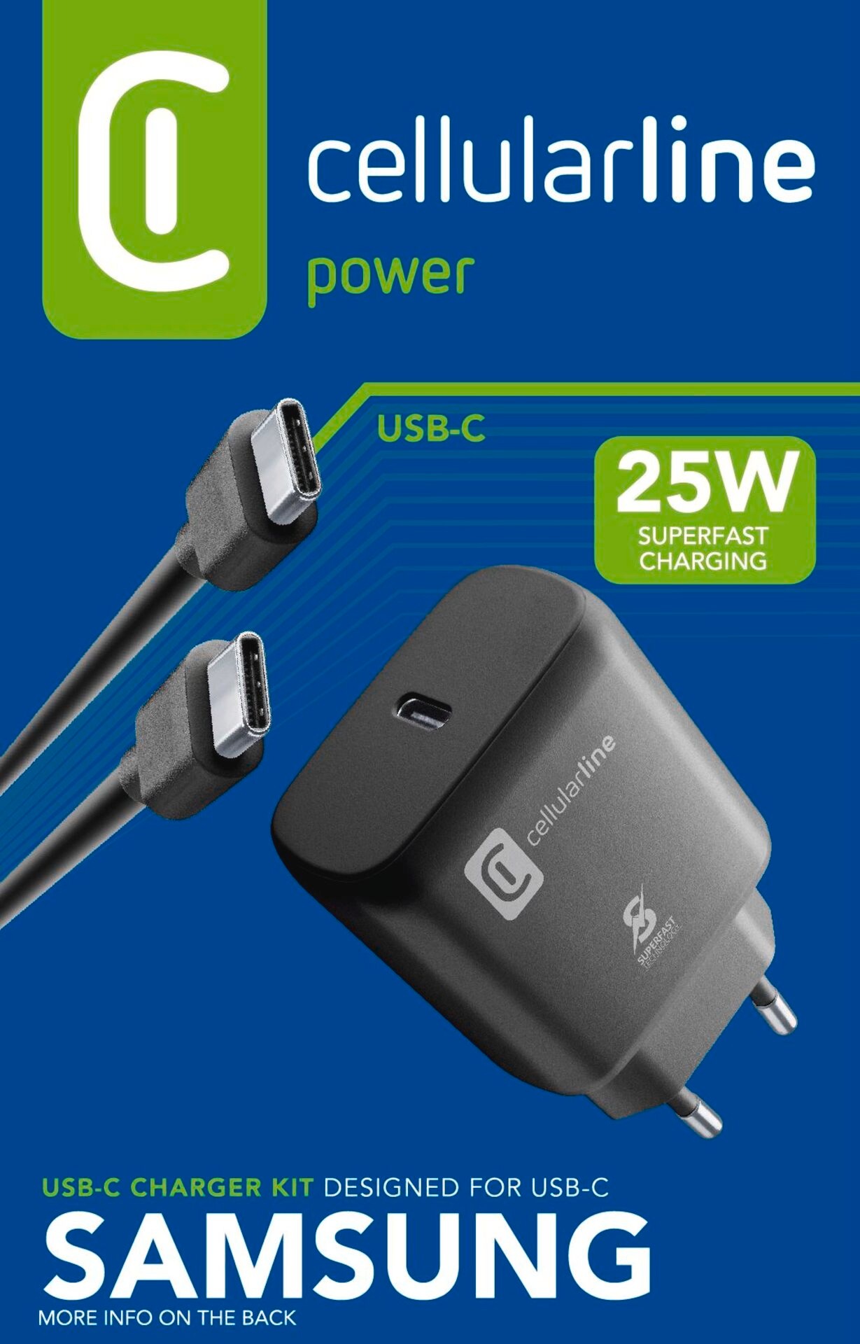 Cellularline Schnelllade-Gerät »USB-C Super Fast Charger Kit 25W mit Kabel für Samsung«