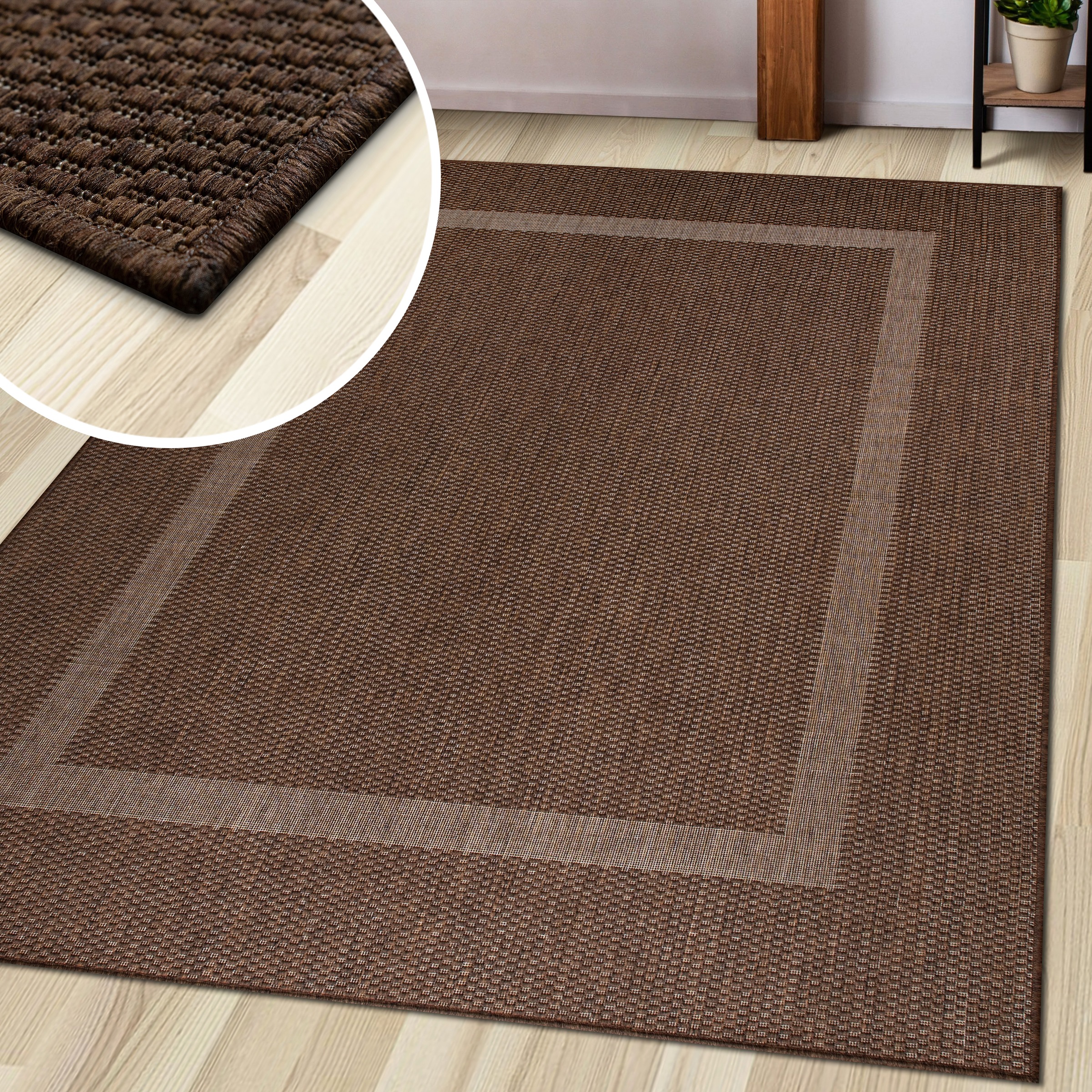 my home Teppich »Venedig Bordüre auch als Läufer erhältlich«, rechteckig, 3 mm Höhe, In- und Outdoor geeignet, Sisal-Optik, Wetterfest & UV-beständig