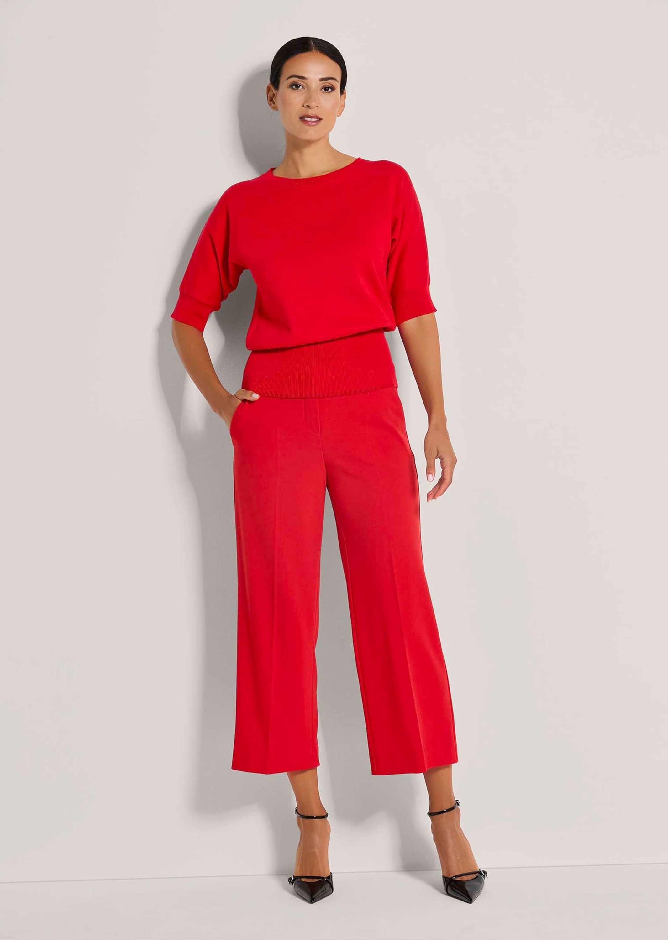 MADELEINE Longpullover »Feinstricktop Sommerlicher Baumwollpullover mit breitem Bund« Mit kühlendem Baumwollgarn